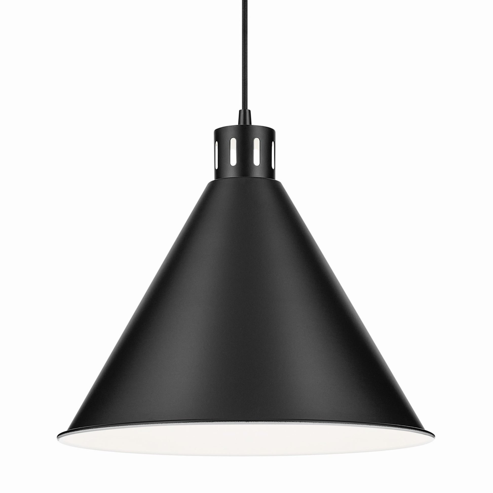 Zailey 16" Cone Pendant, Black Finish - Bees Lighting
