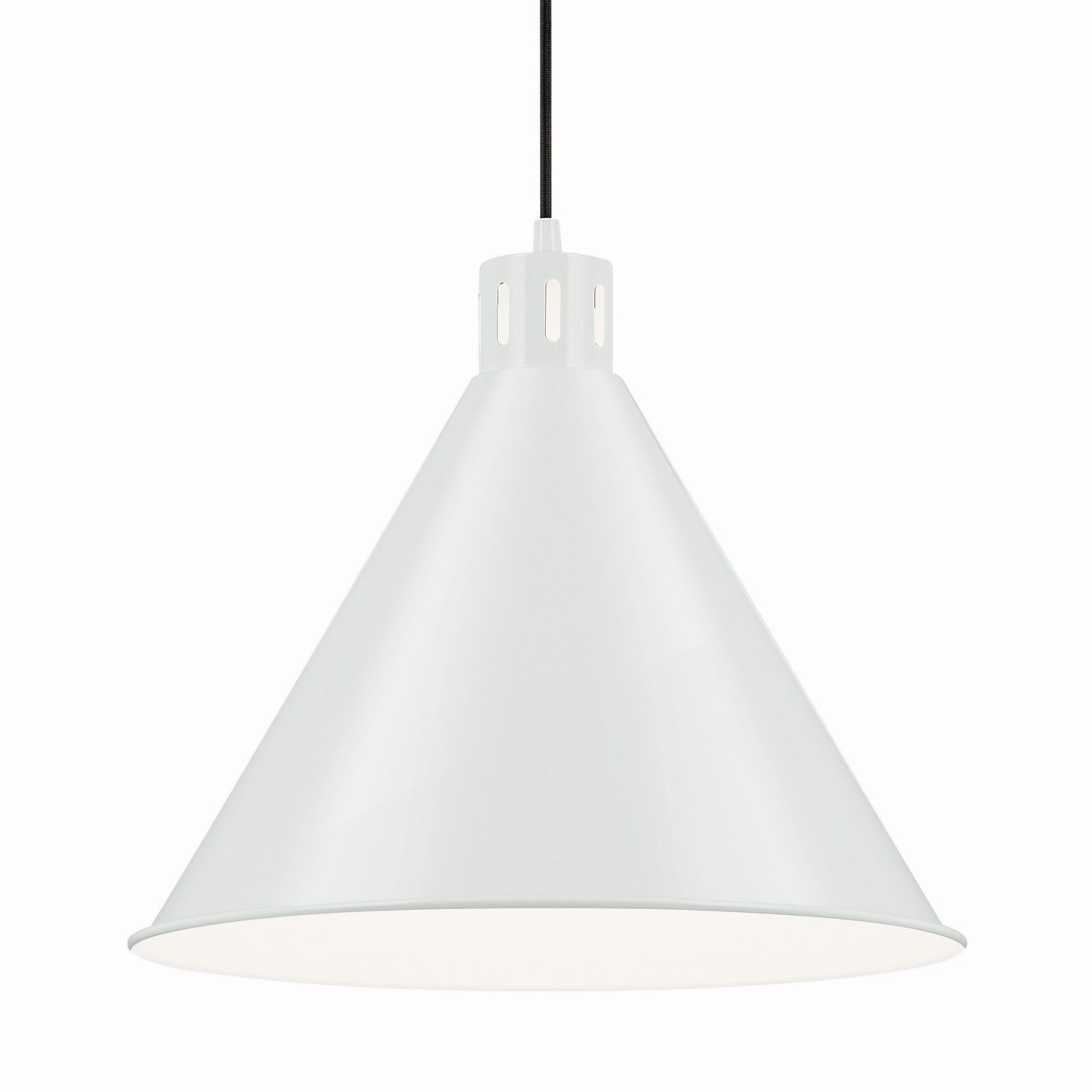 Zailey 16" Cone Pendant, White Finish - Bees Lighting