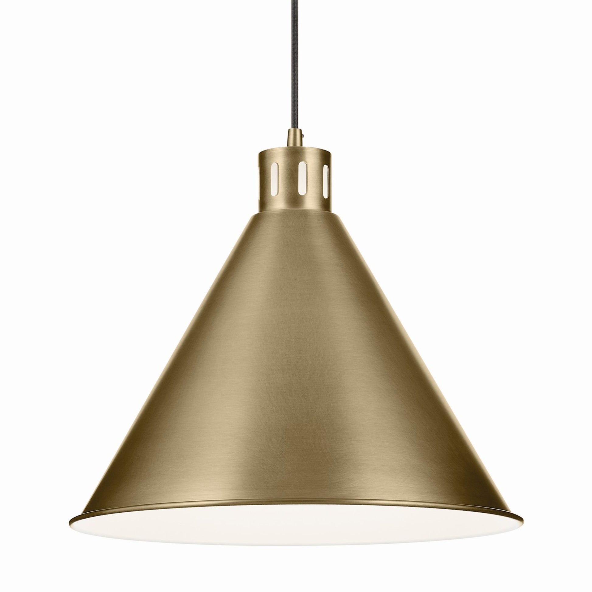 Zailey 16" Cone Pendant, Natural Brass Finish - Bees Lighting