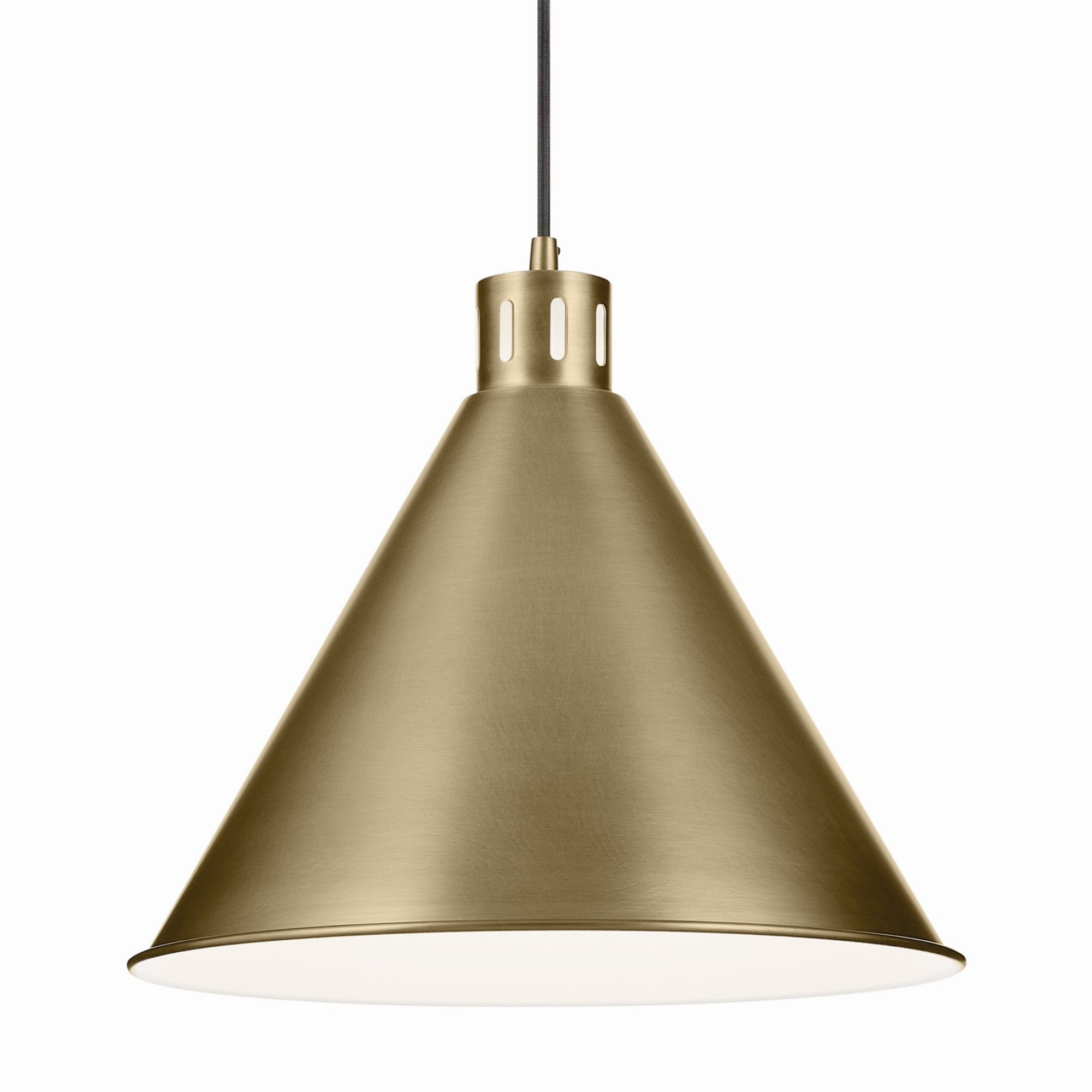 Zailey 16" Cone Pendant, Natural Brass Finish - Bees Lighting