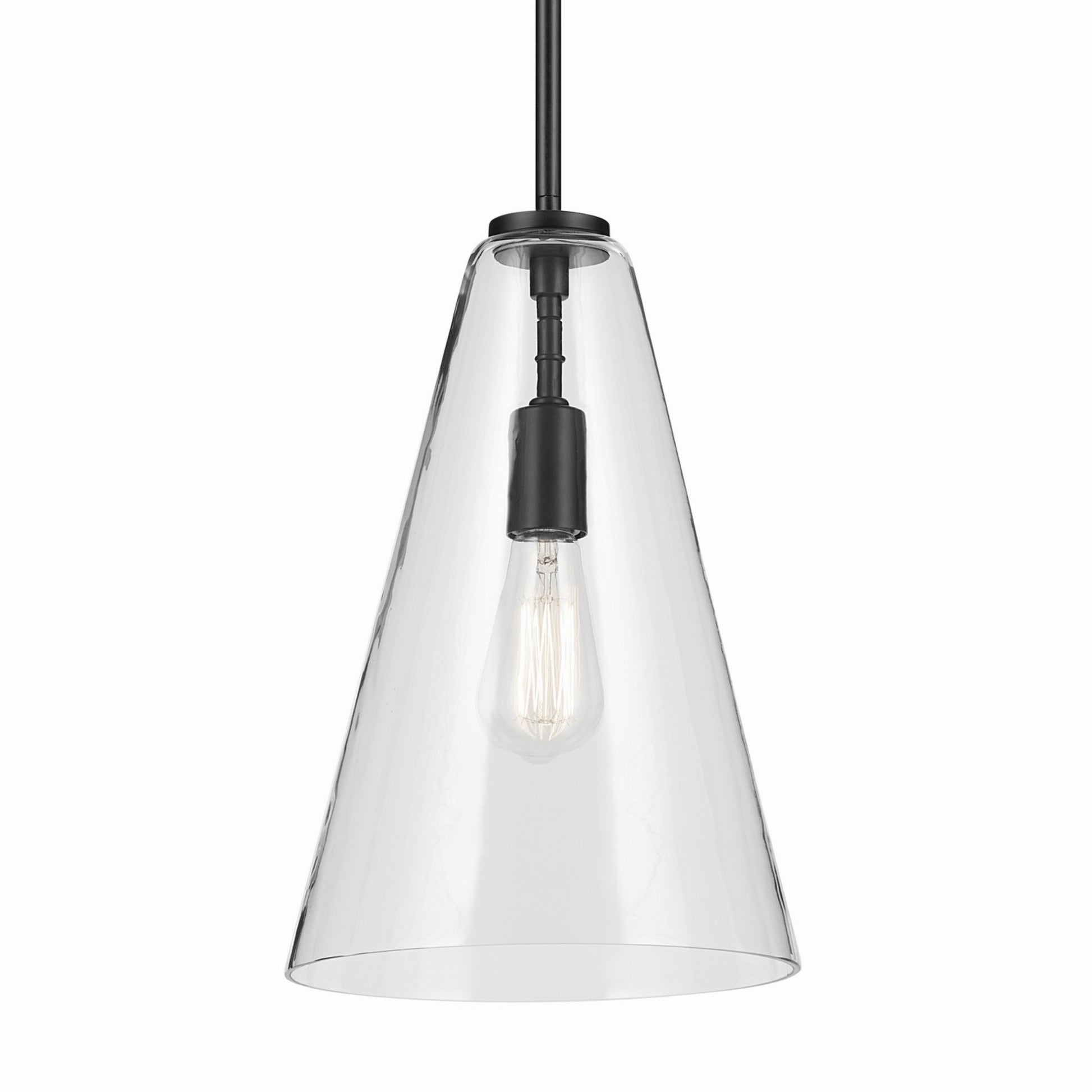 Everly 10" Cone Pendant, Black Finish, Clear Glass - Bees Lighting