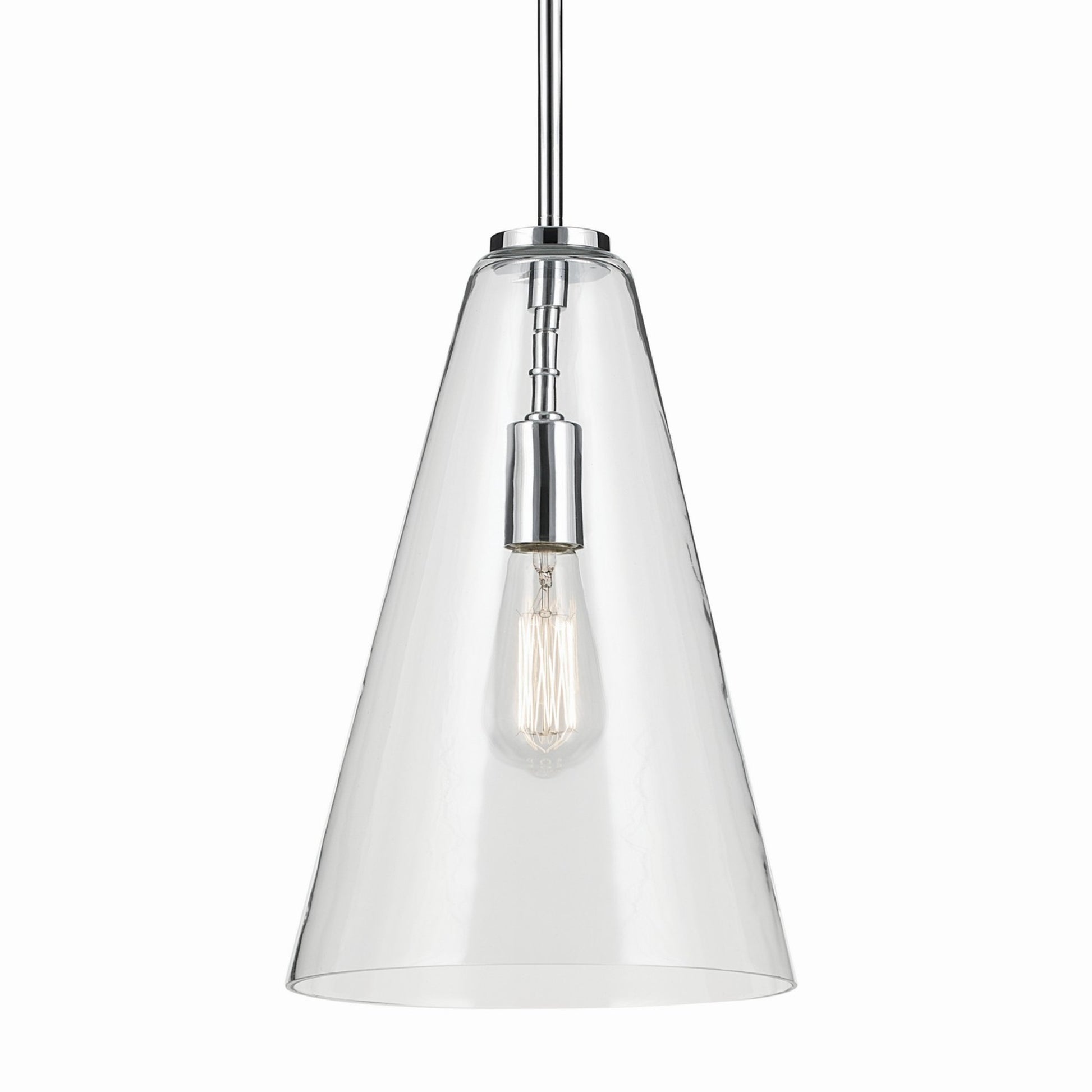 Everly 10" Cone Pendant, Chrome Finish, Clear Glass - Bees Lighting
