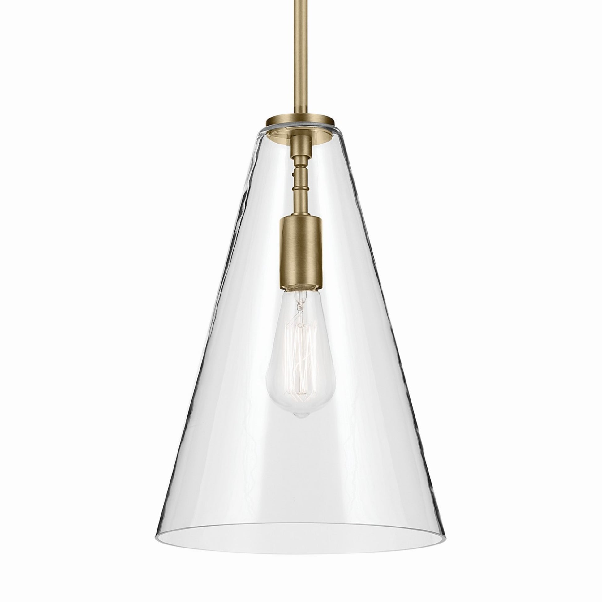 Everly 10" Cone Pendant, Natural Brass Finish, Clear Glass - Bees Lighting