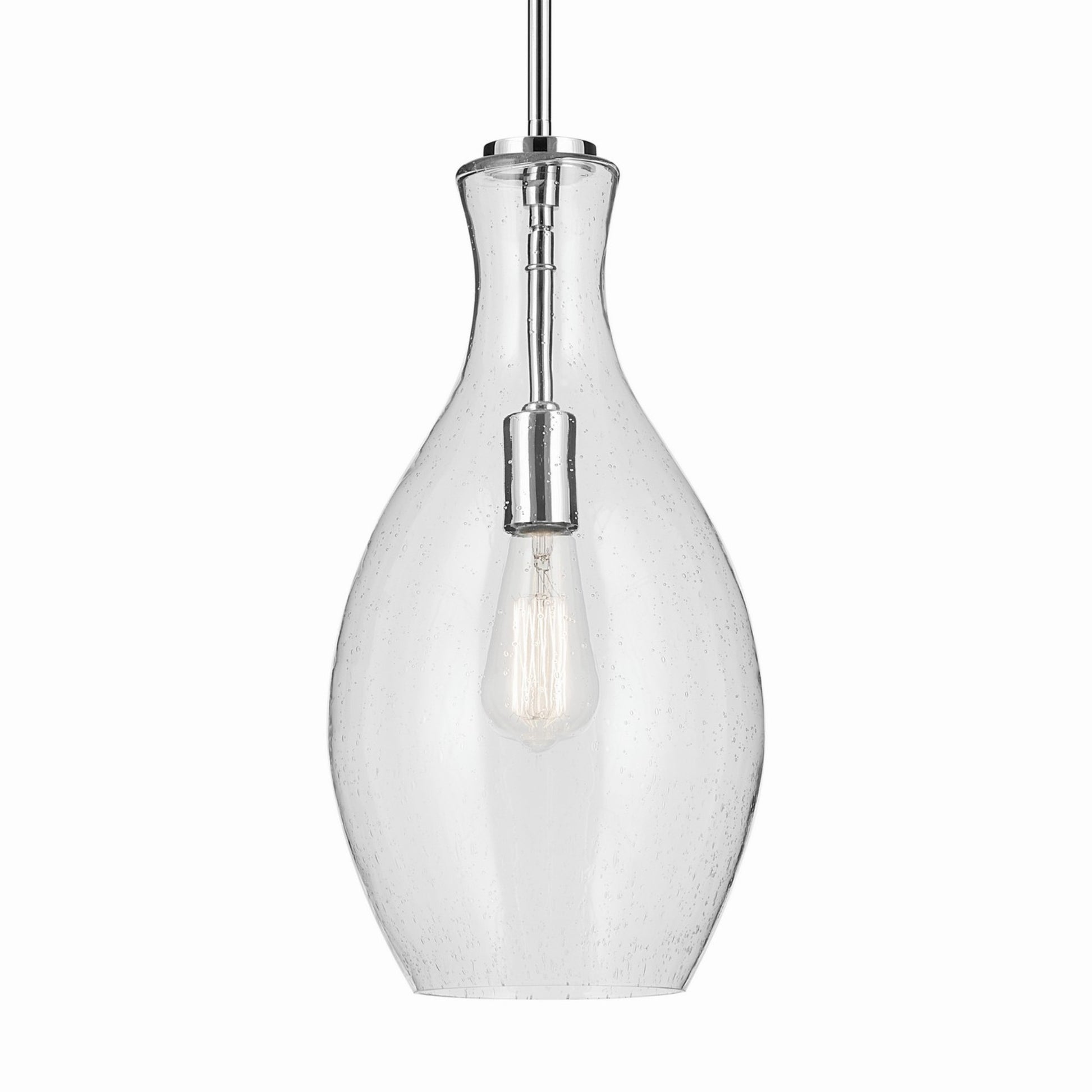 Everly 9" Pendant, Chrome Finish, Clear Seeded Glass - Bees Lighting