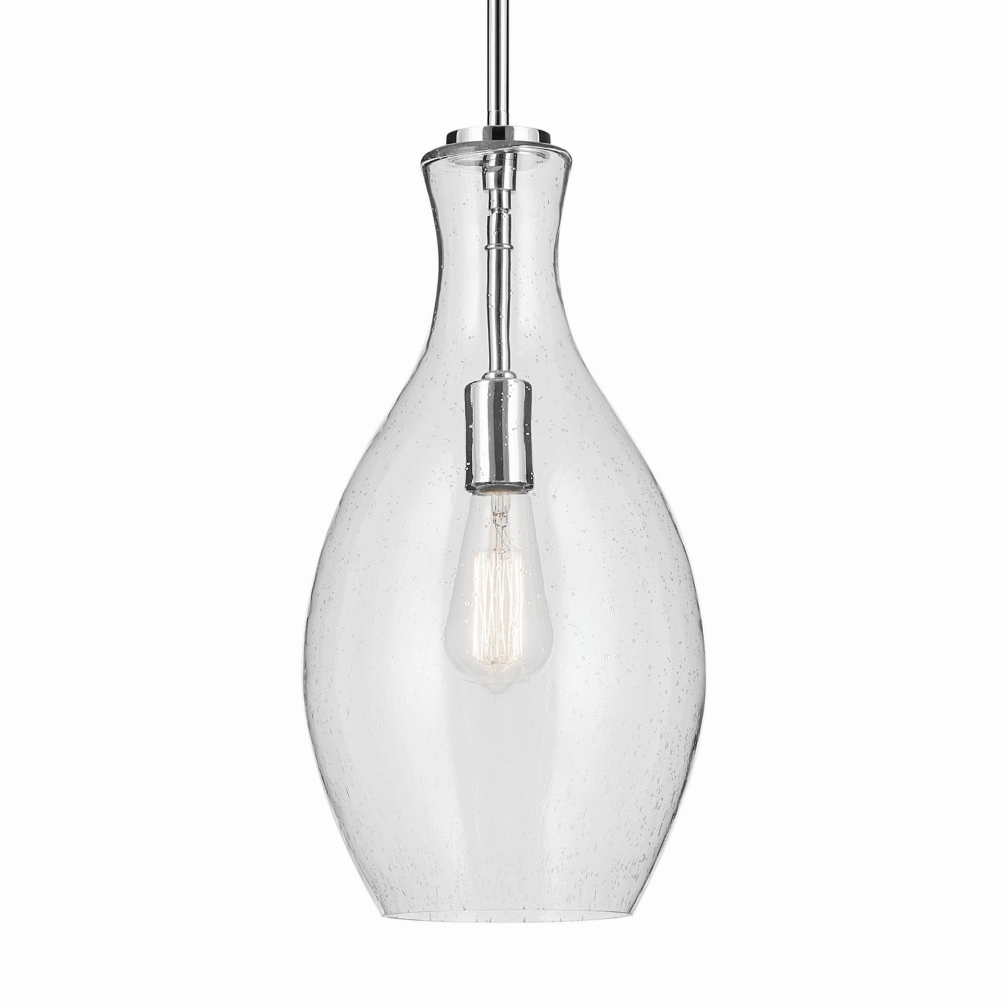 Everly 9" Pendant, Chrome Finish, Clear Seeded Glass - Bees Lighting