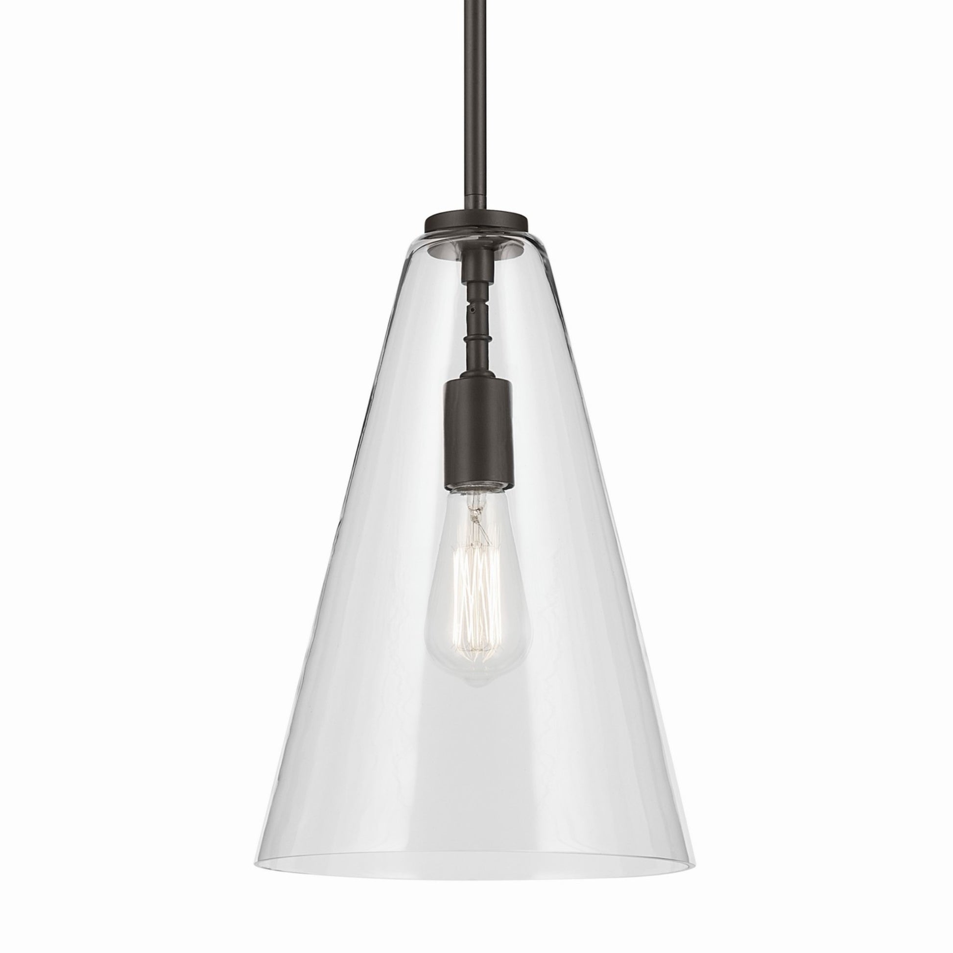 Everly 10" Cone Pendant, Olde Bronze Finish, Clear Glass - Bees Lighting