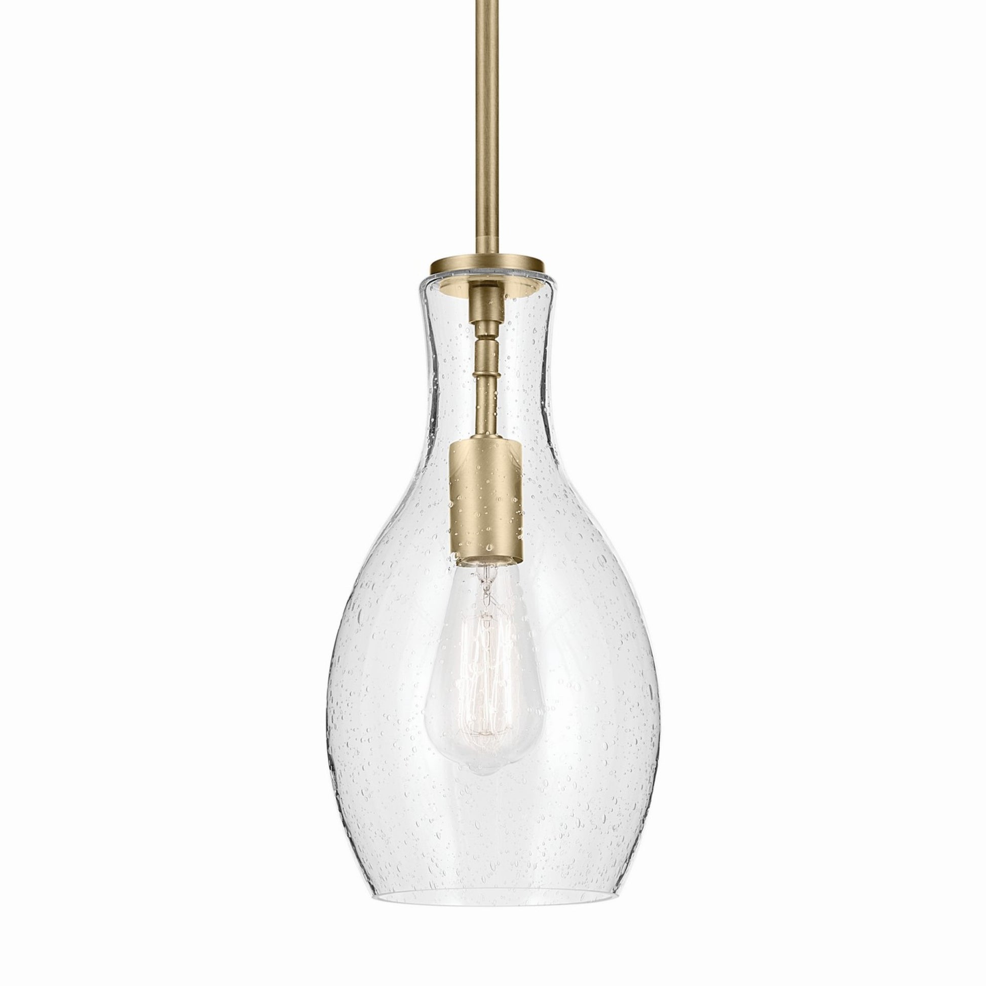 Everly 7" Pendant, Natural Brass Finish, Clear Seeded Glass - Bees Lighting