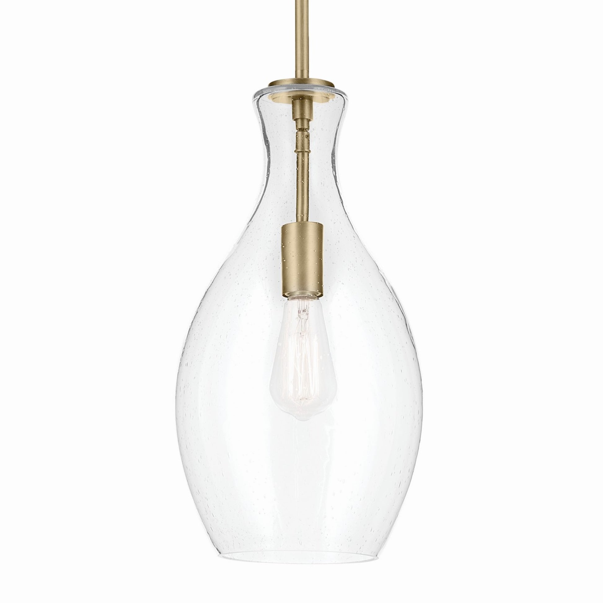 Everly 9" Pendant, Natural Brass Finish, Clear Seeded Glass - Bees Lighting
