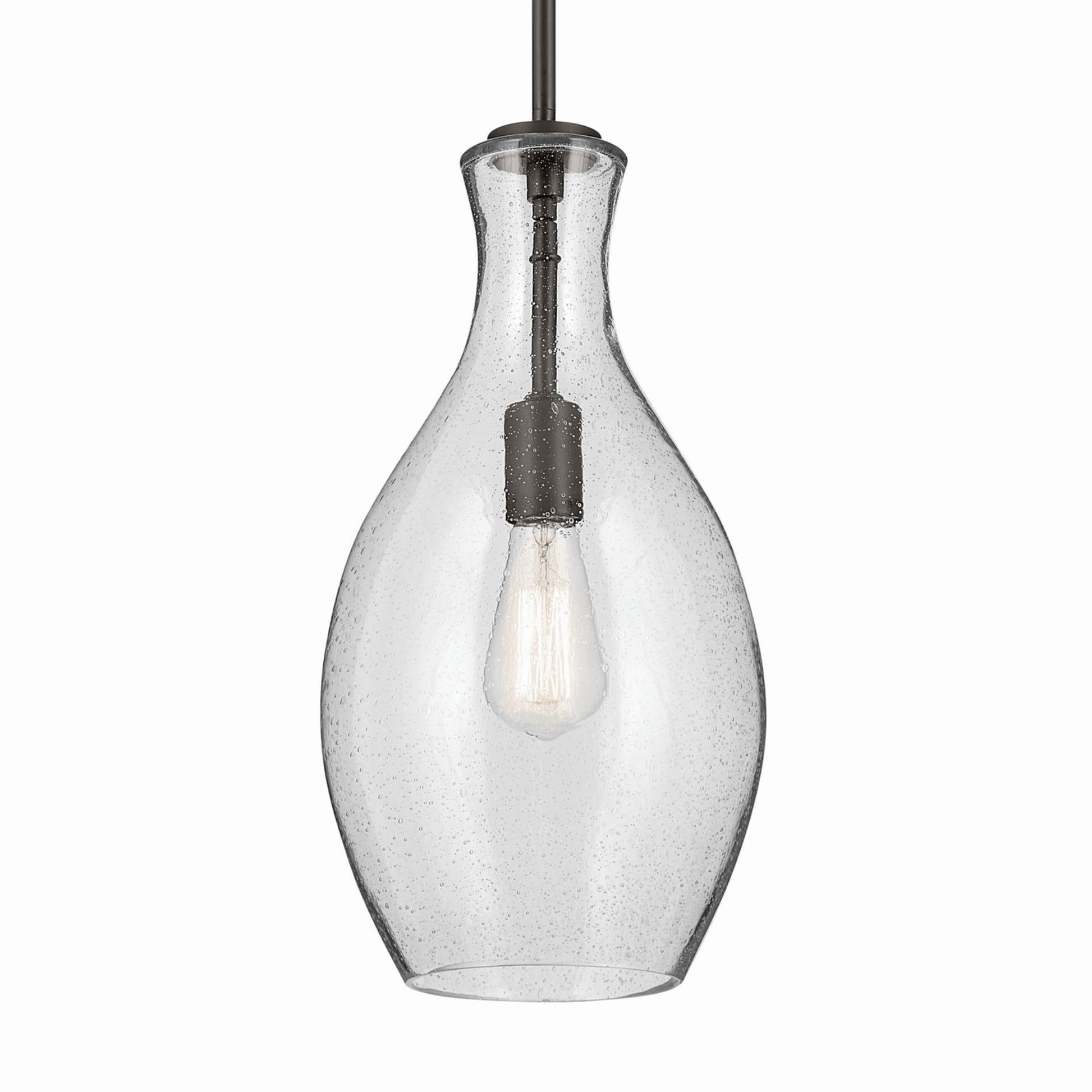 Everly 9" Pendant, Olde Bronze Finish, Clear Seeded Glass - Bees Lighting