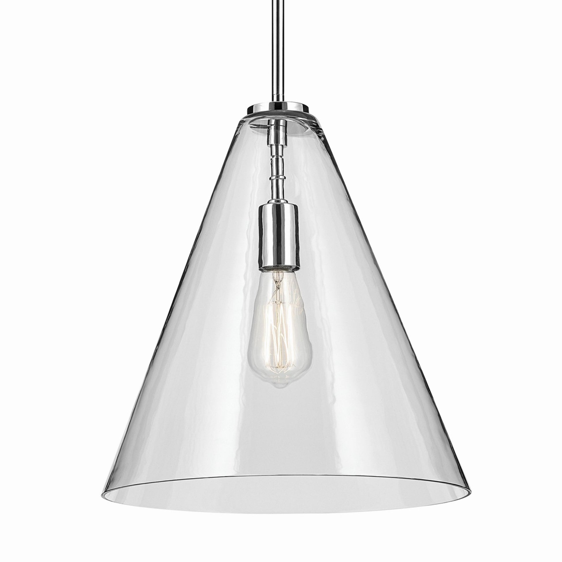 Everly 14" Cone Pendant, Chrome Finish, Clear Glass - Bees Lighting