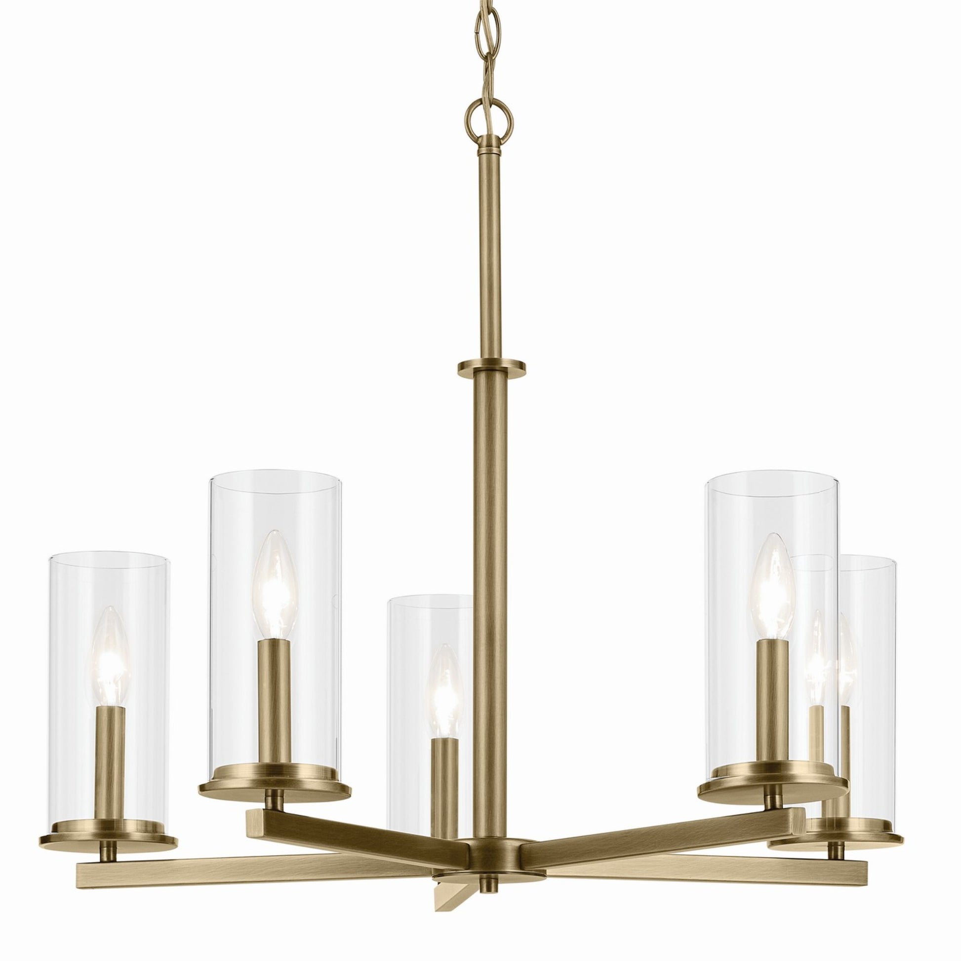 Crosby 26" 5-Light Chandelier, Natural Brass Finish - Bees Lighting