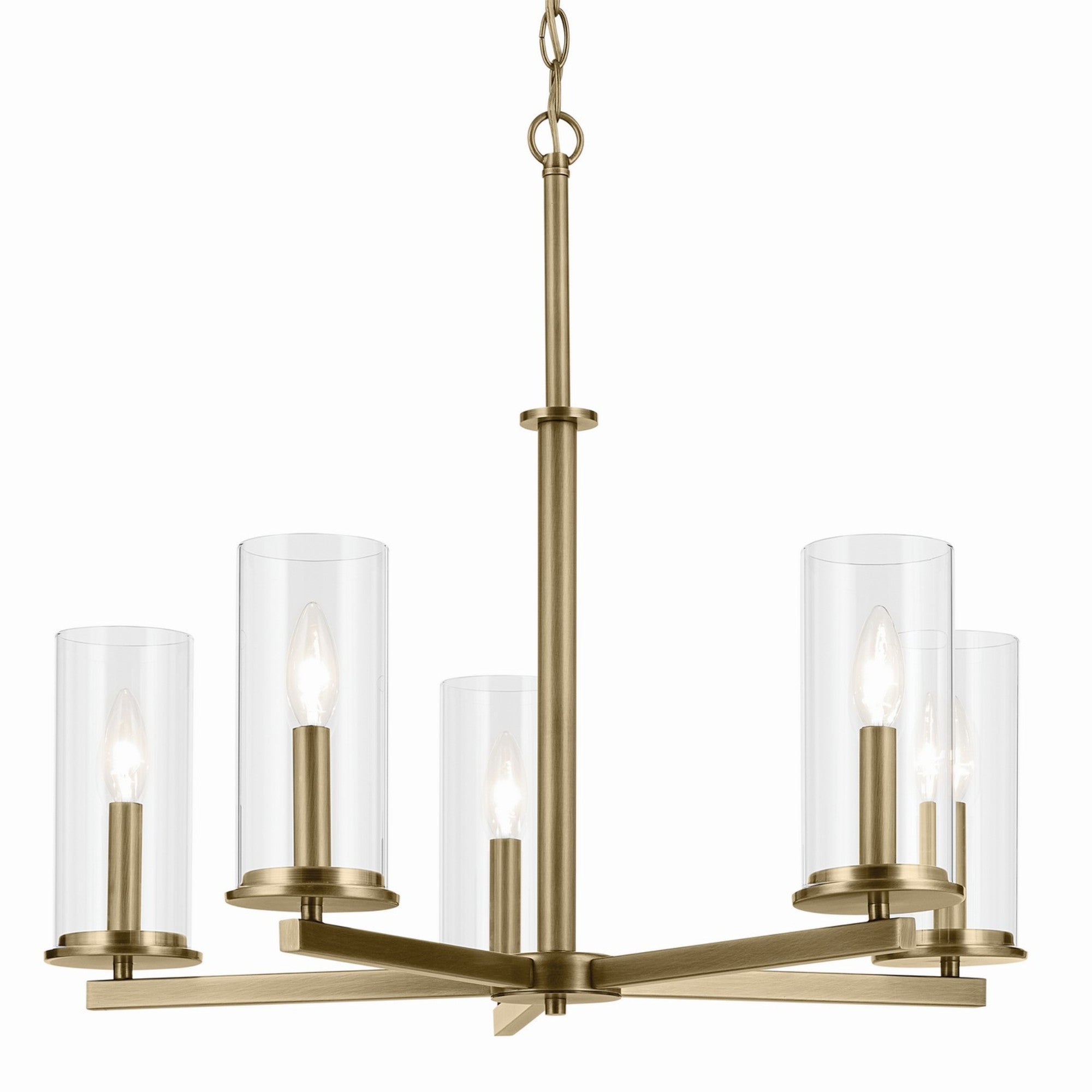 Crosby 26" 5-Light Chandelier, Natural Brass Finish - Bees Lighting