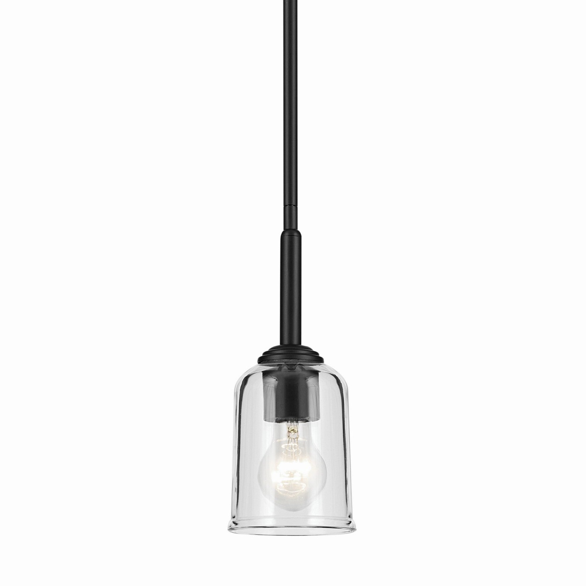 Shailene 5" Mini Pendant, Black Finish, Clear Glass - Bees Lighting