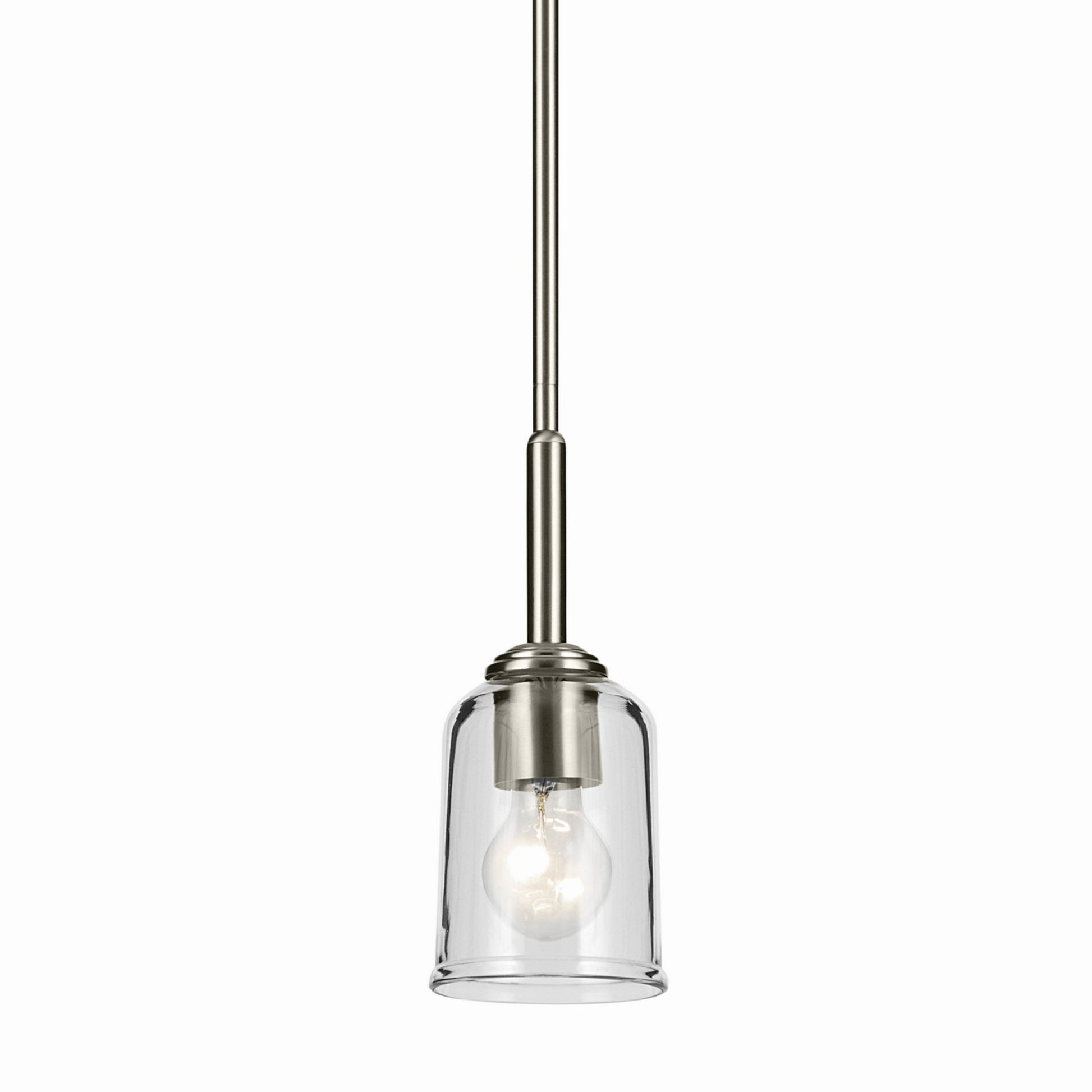Shailene 5" Mini Pendant, Brushed Nickel Finish, Clear Glass - Bees Lighting