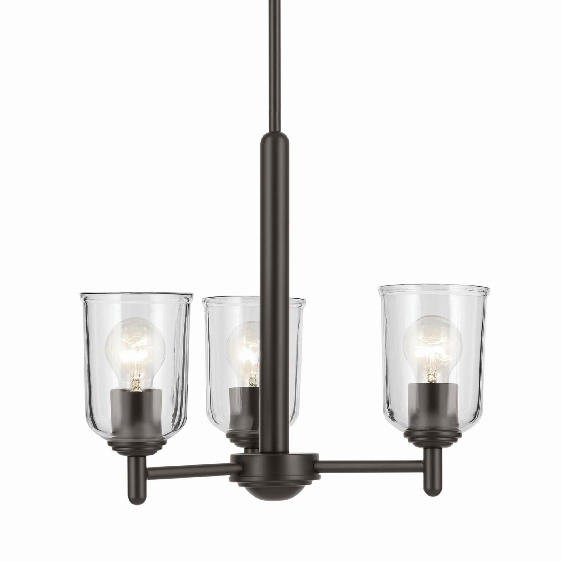Shailene 18" 3-Light Mini Chandelier, Olde Bronze Finish, Clear Glass - Bees Lighting