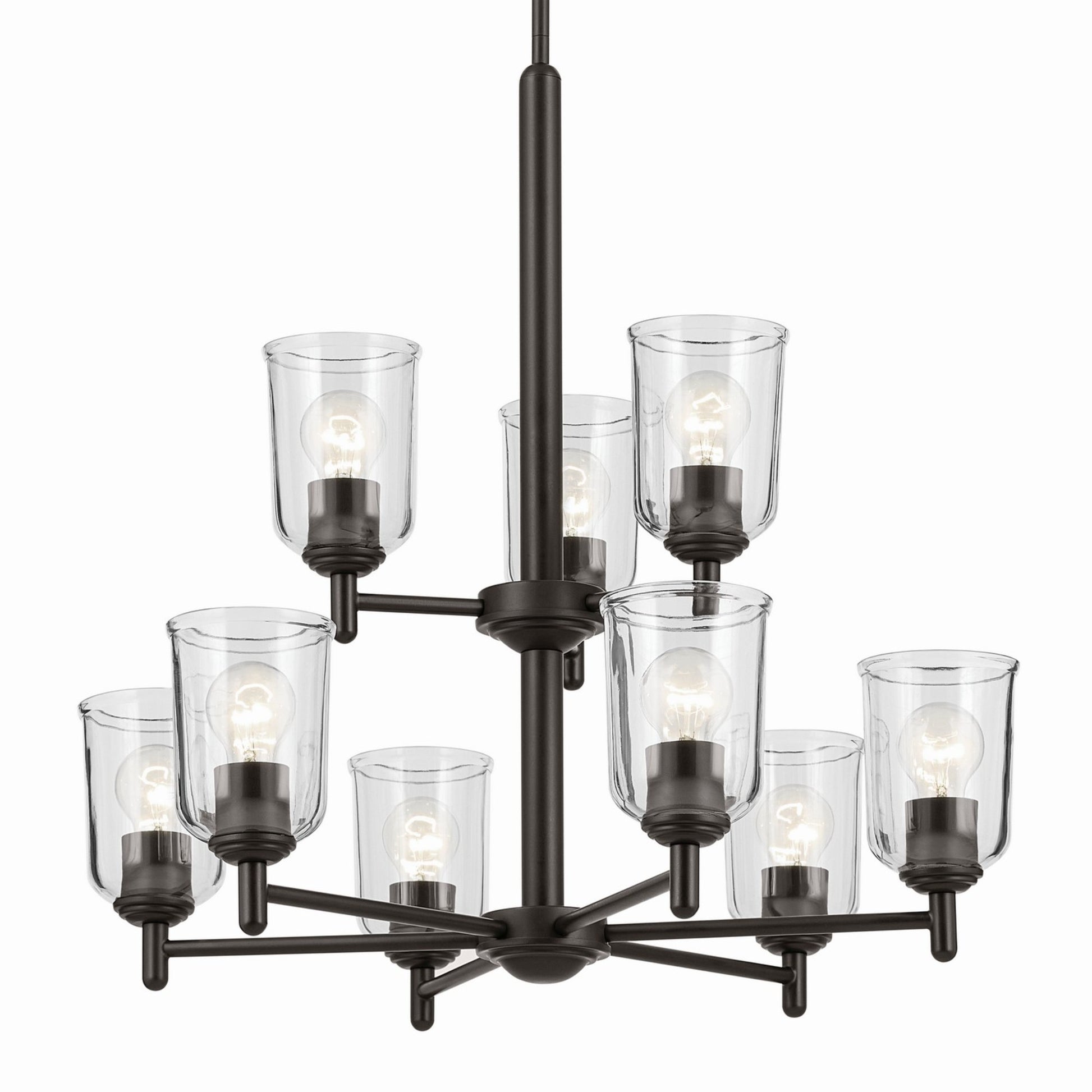 Shailene 27" 9-Light Chandelier, Olde Bronze Finish, Clear Glass - Bees Lighting