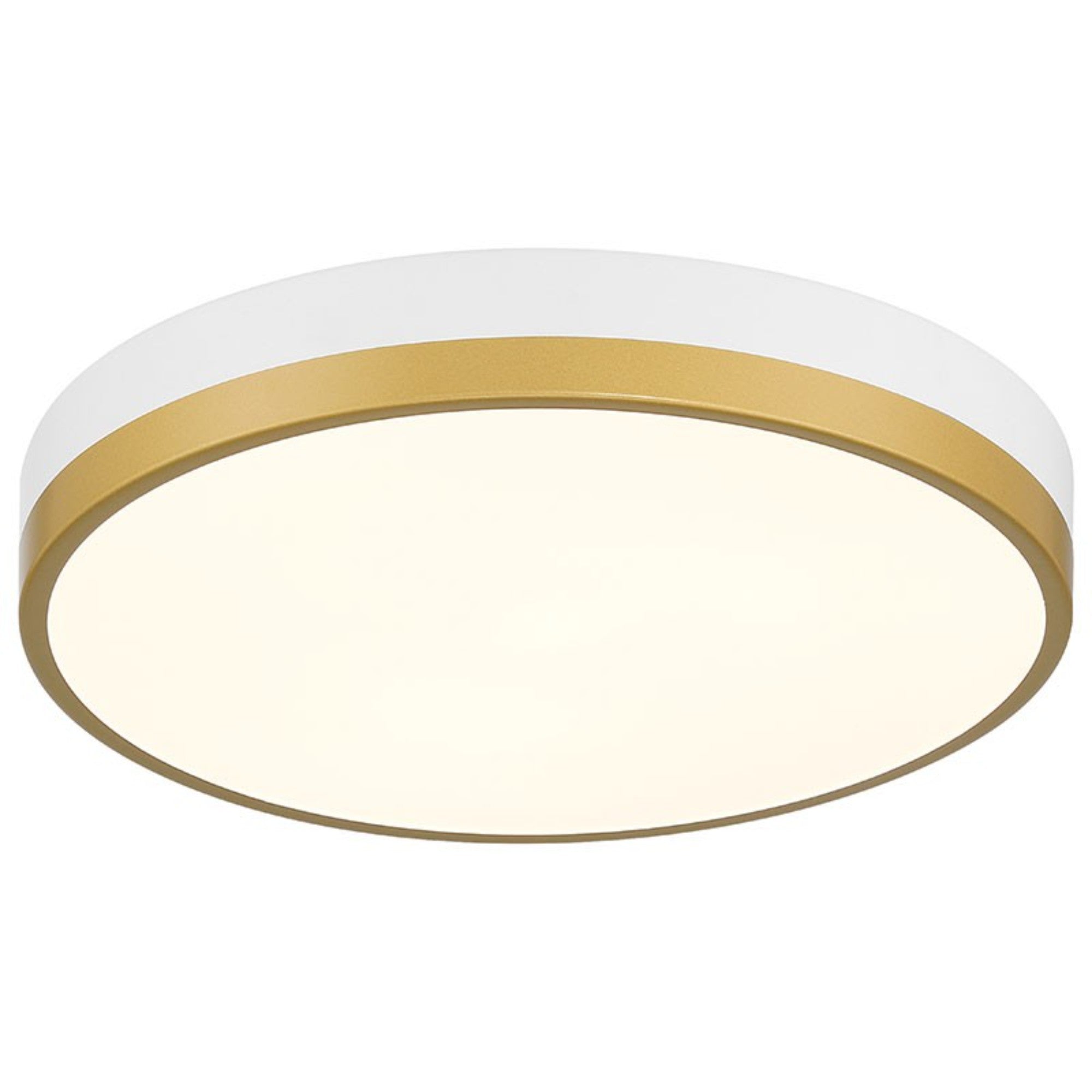Coco 15" LED Flush Mount, White / Antique Brushed Brass Finish - Bees Lighting