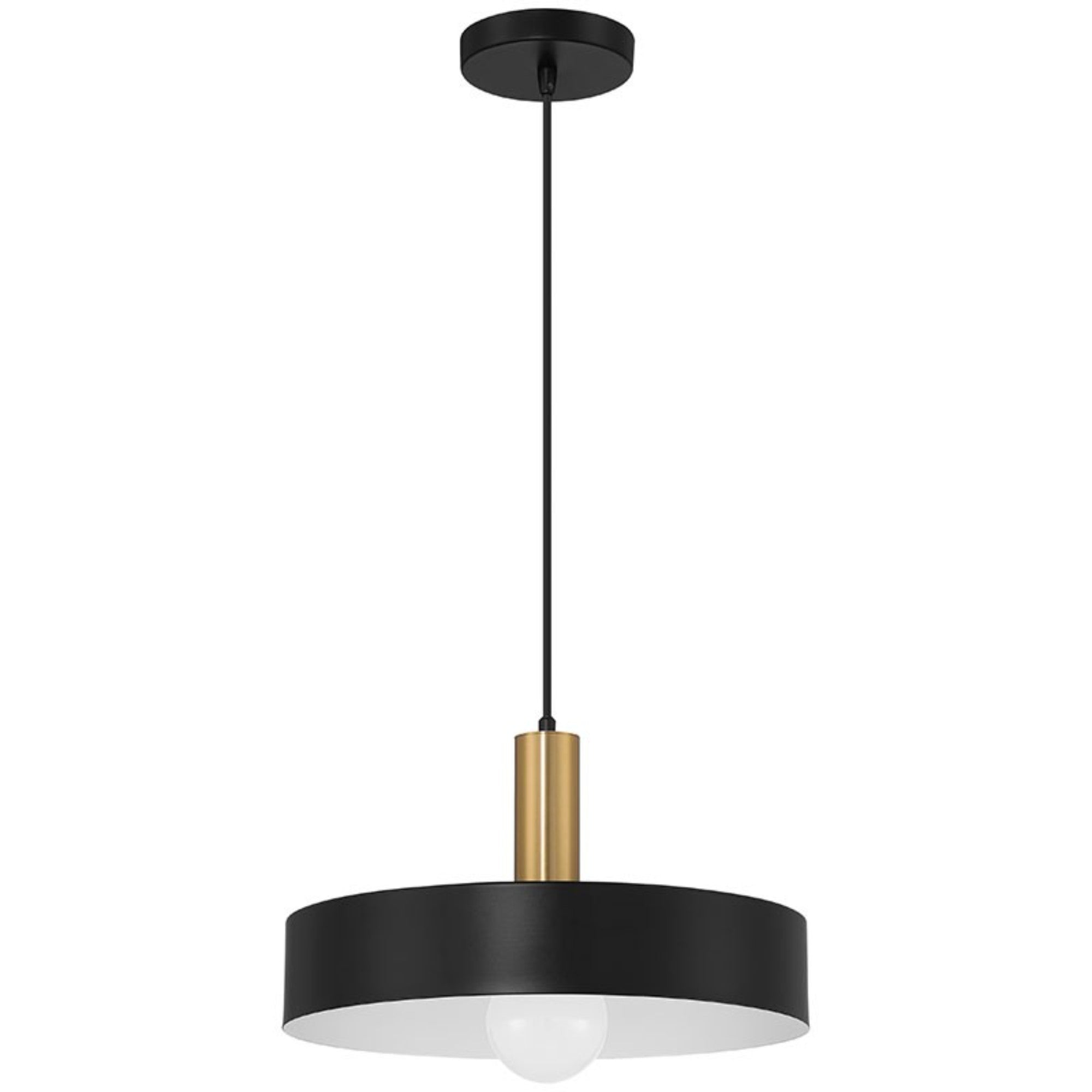 Slate 14" Pendant, Black with Antique Brushed Brass Finish - Bees Lighting