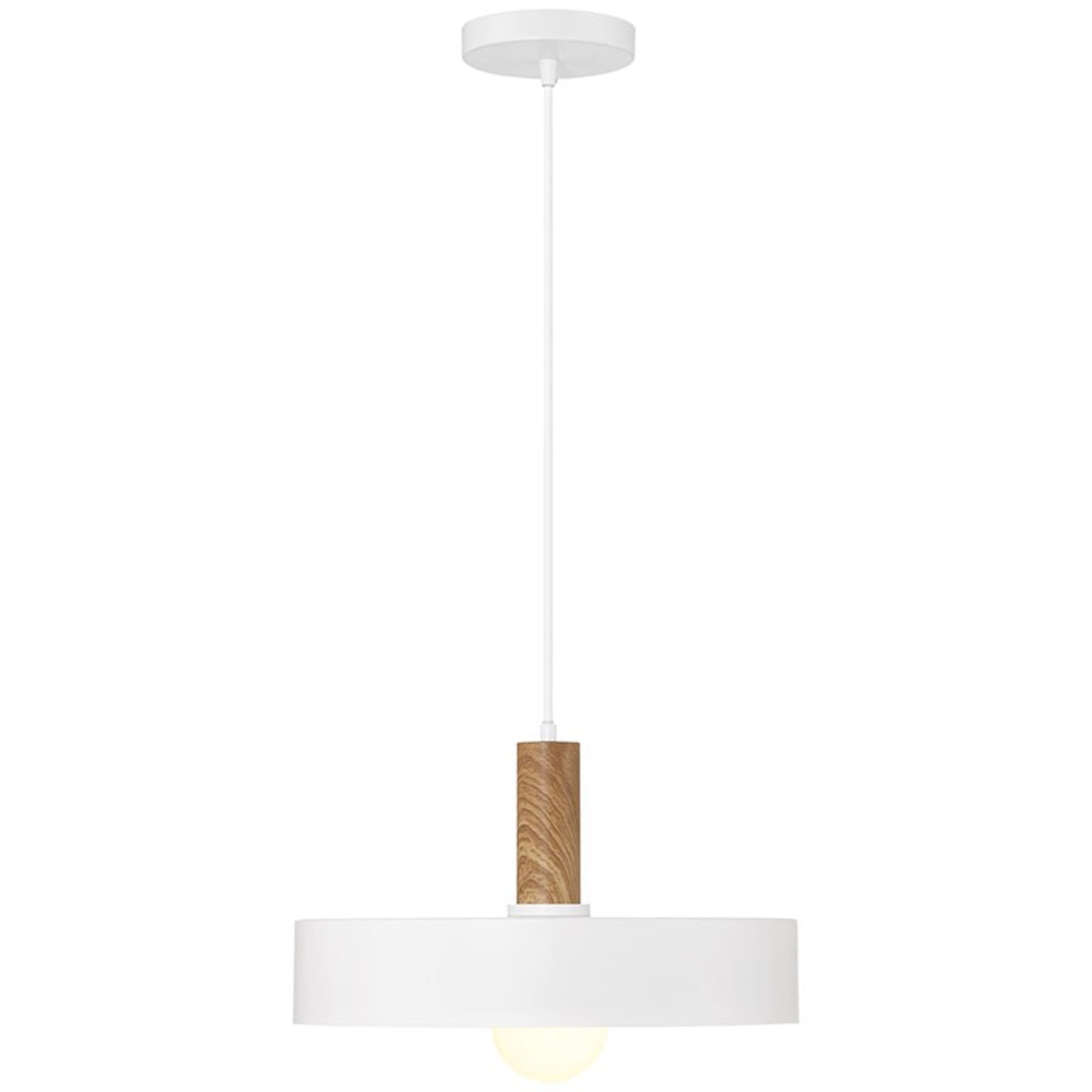 Slate 14" Pendant, White with Wood Grain Finish - Bees Lighting