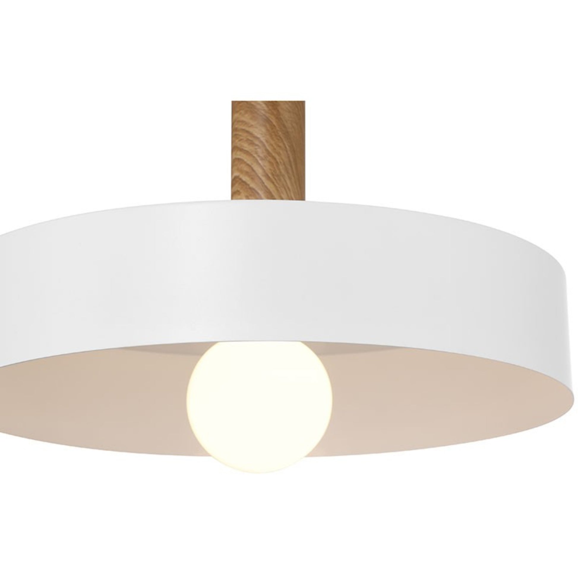 Slate 14" Pendant, White with Wood Grain Finish - Bees Lighting