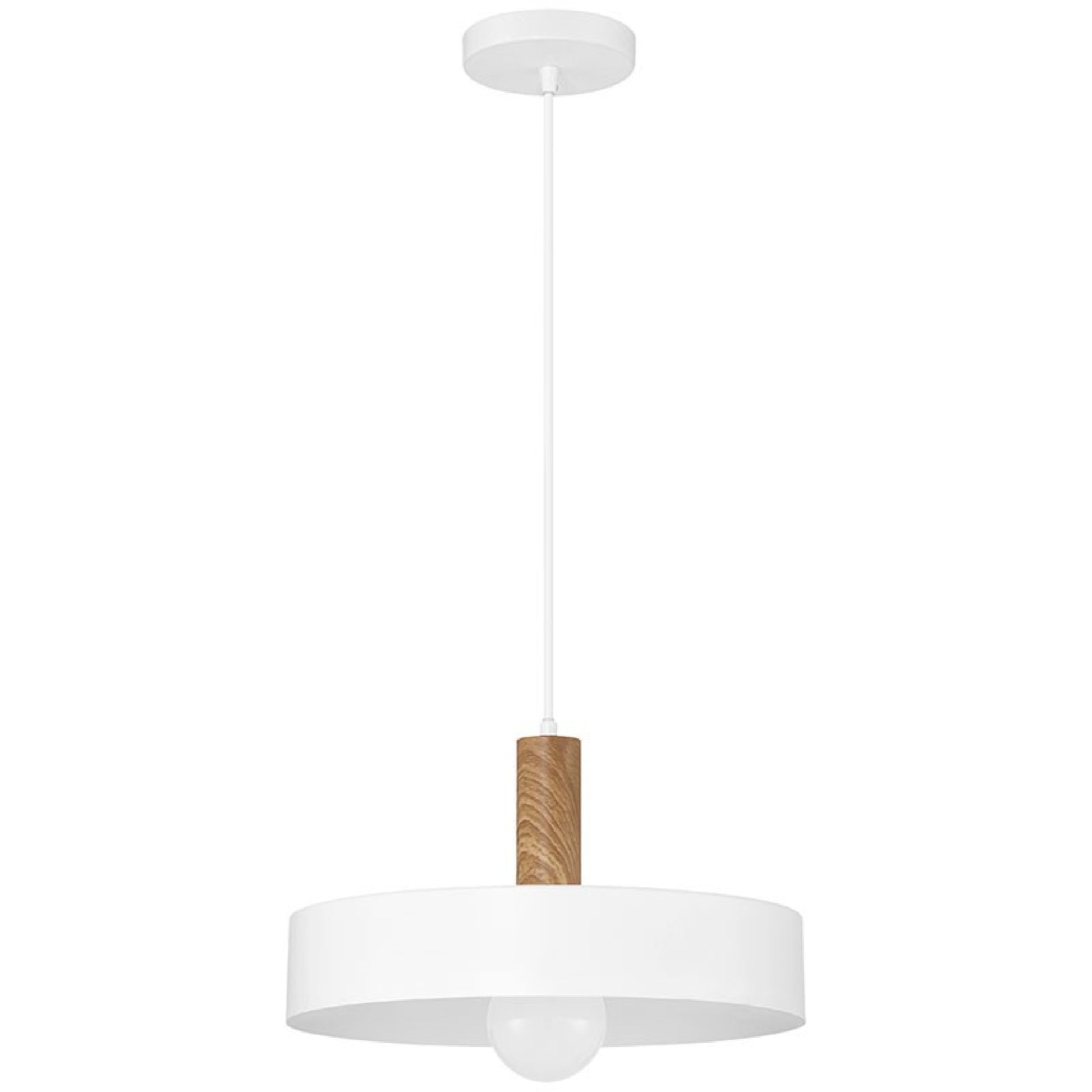 Slate 14" Pendant, White with Wood Grain Finish - Bees Lighting