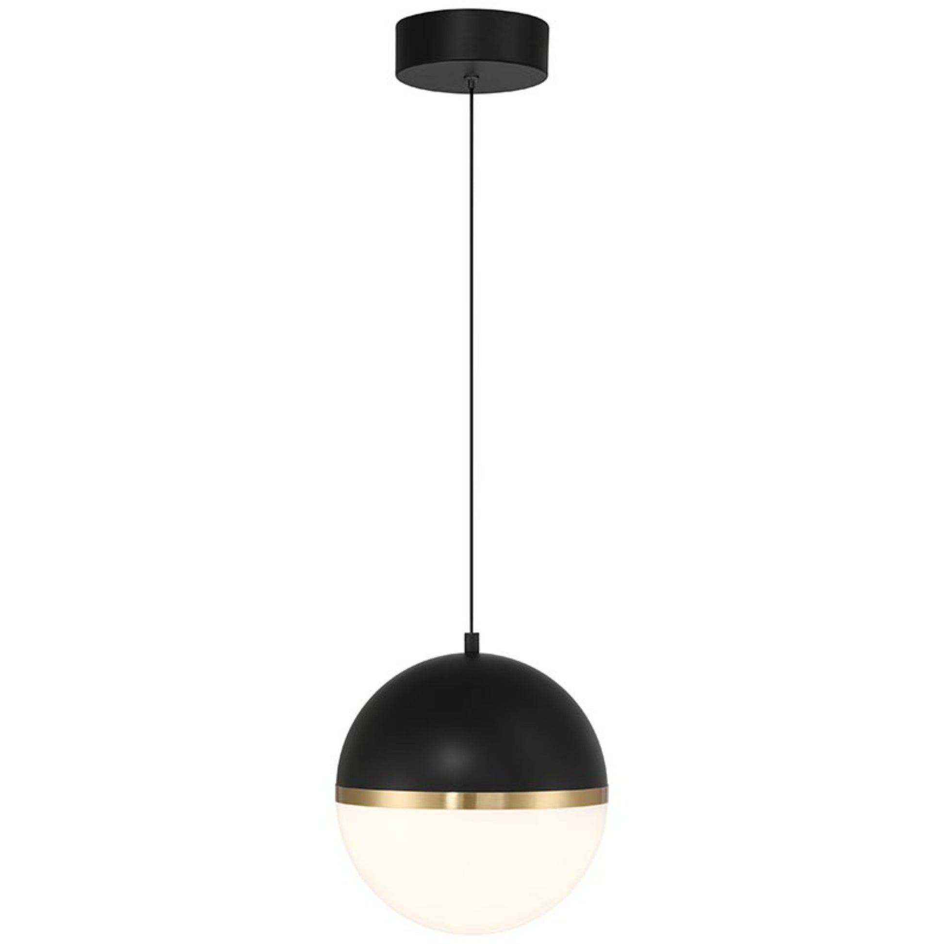 Unity 10" LED Pendant, Black with Antique Brushed Brass Finish - Bees Lighting