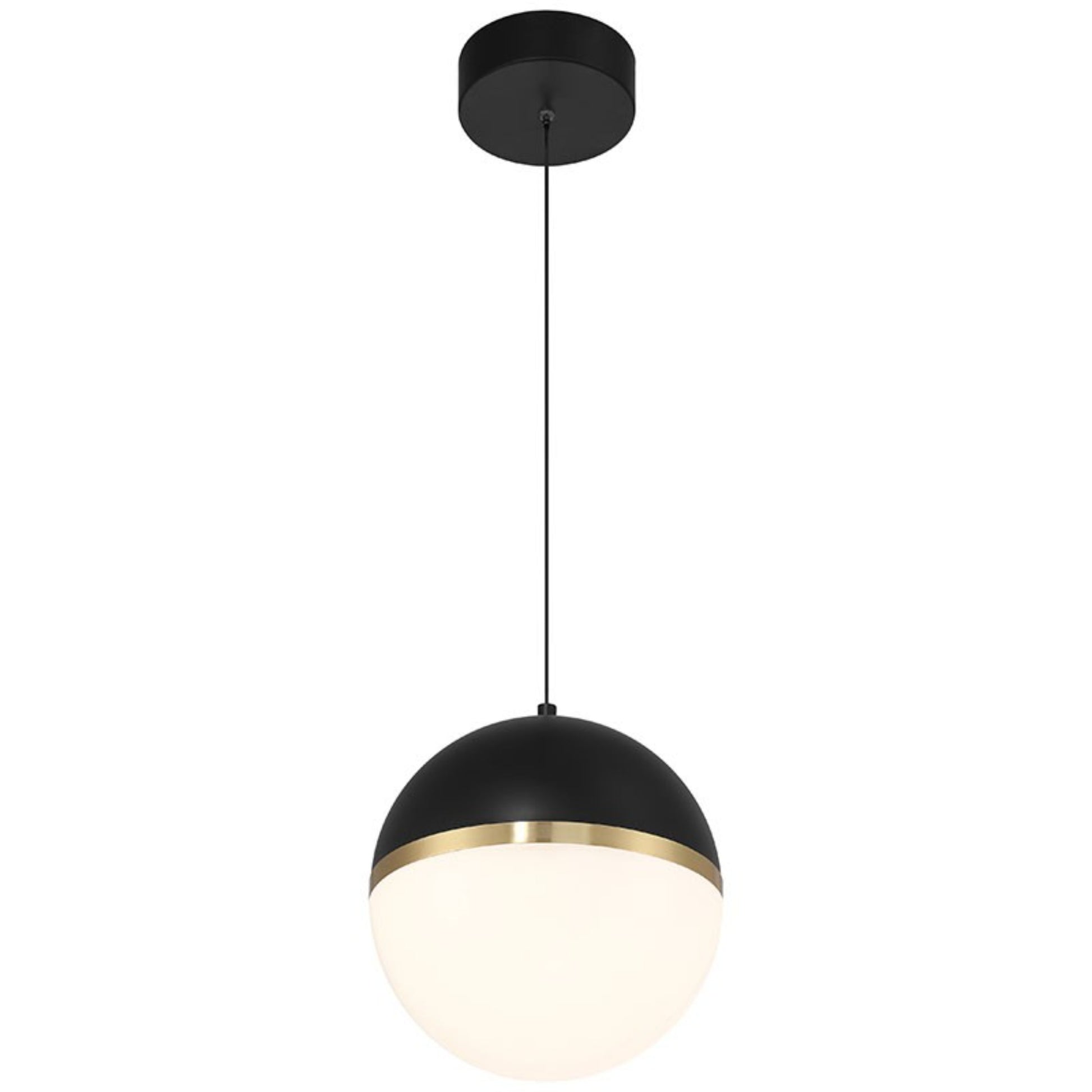 Unity 10" LED Pendant, Black with Antique Brushed Brass Finish - Bees Lighting