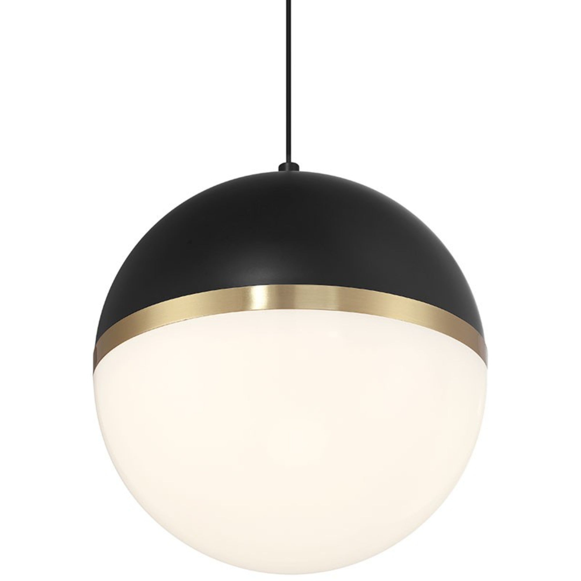 Unity 10" LED Pendant, Black with Antique Brushed Brass Finish - Bees Lighting