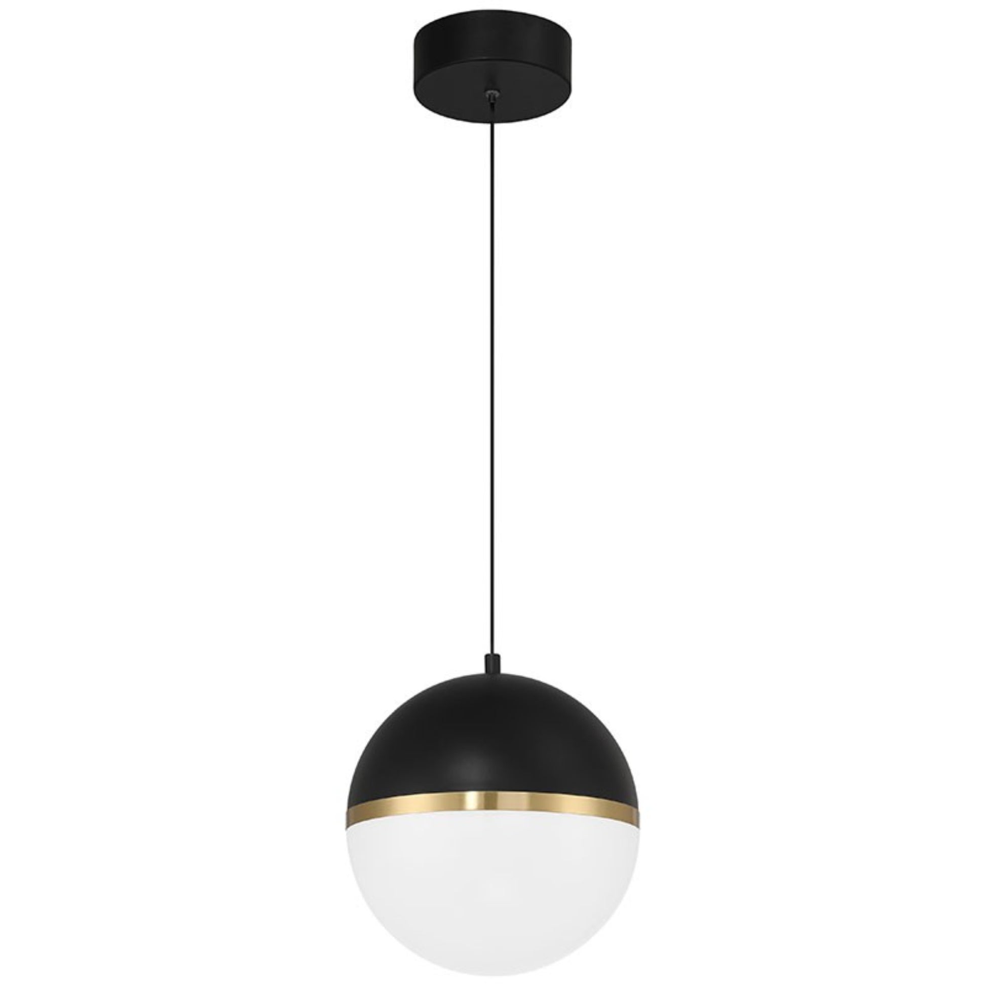Unity 10" LED Pendant, Black with Antique Brushed Brass Finish - Bees Lighting