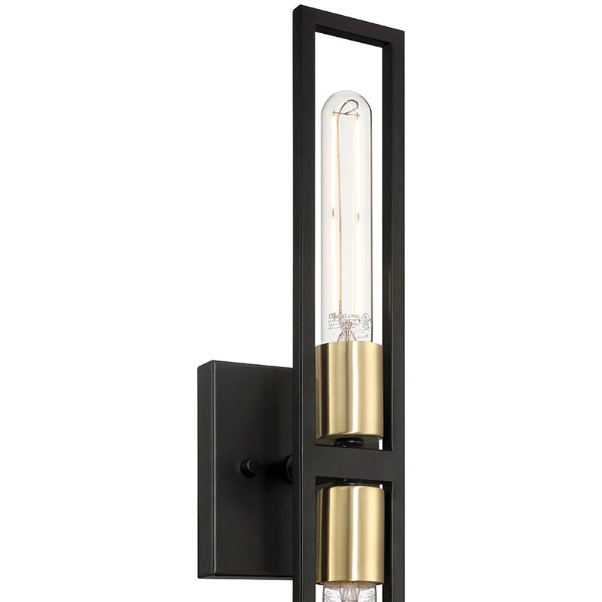 Tyne 21" LED Wall Sconce, Black with Antique Brushed Brass Finish - Bees Lighting