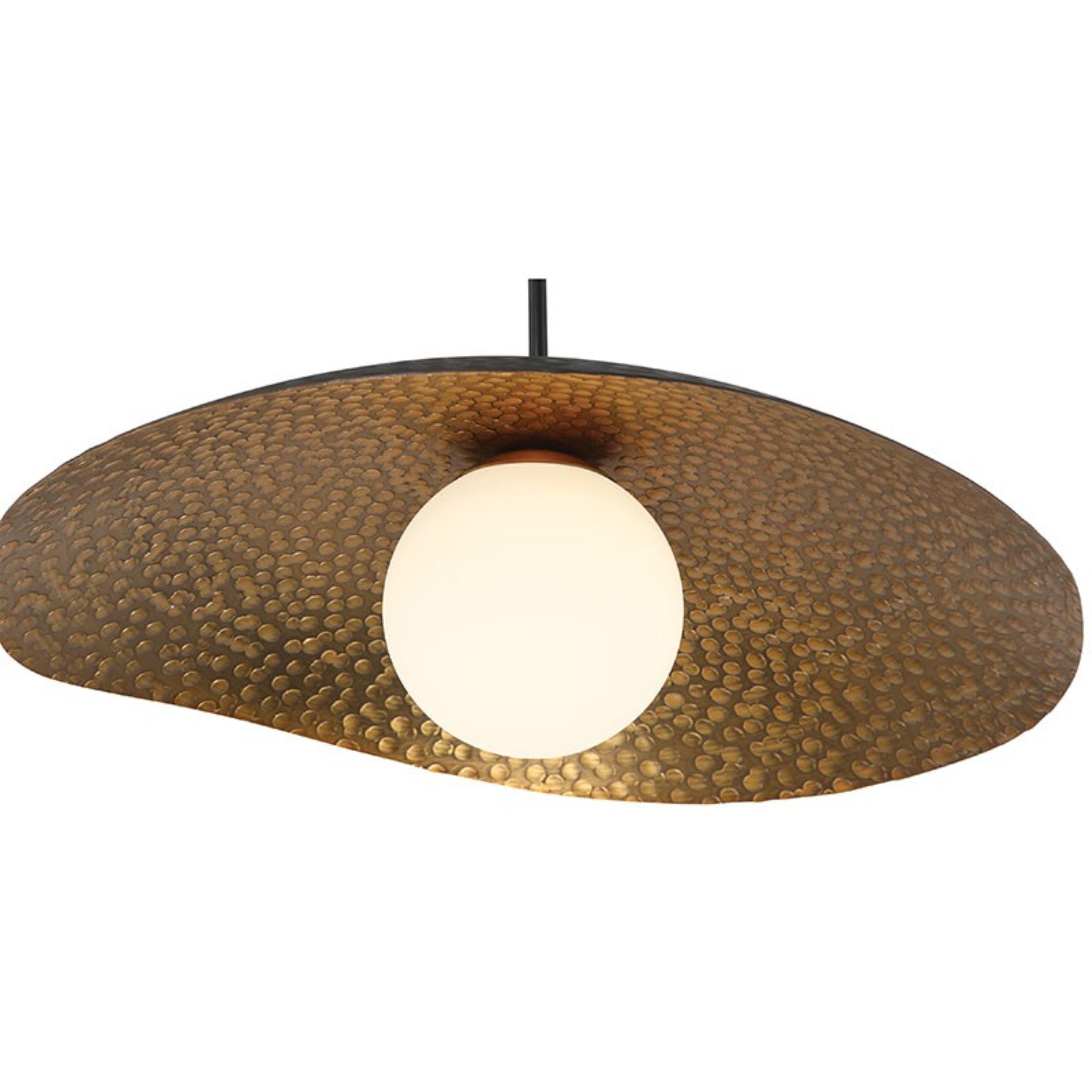 Yates 14" LED Pendant, Black with Antique Brushed Brass Finish