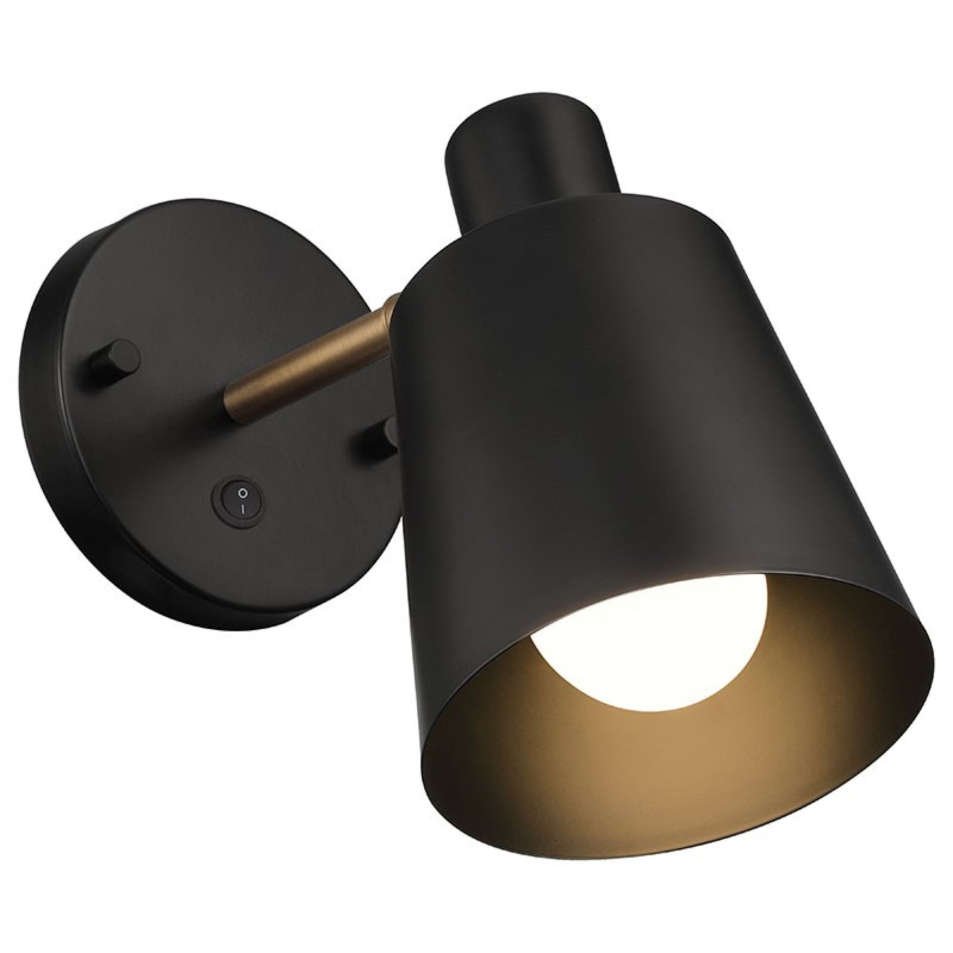 Dalton 9" Wall Sconce, Black with Antique Brushed Brass Finish - Bees Lighting