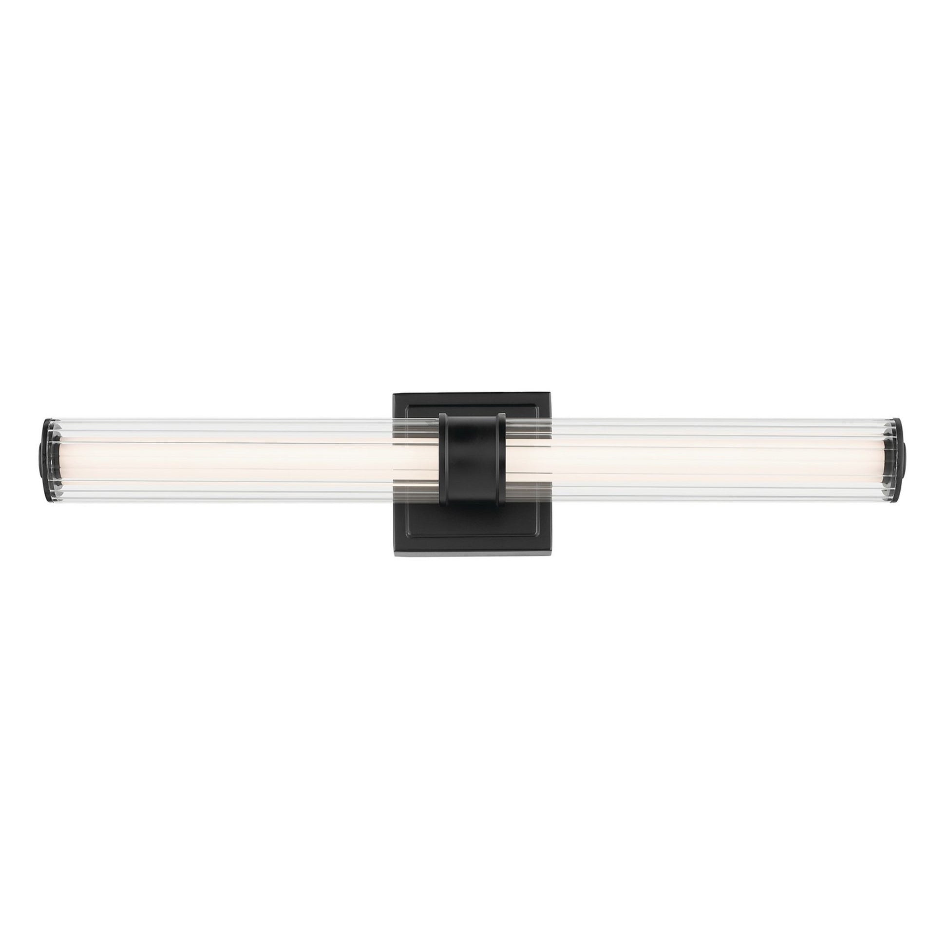 Laurene 27" LED Linear Bath Vanity, Black Finish, Fluted Glass - Bees Lighting