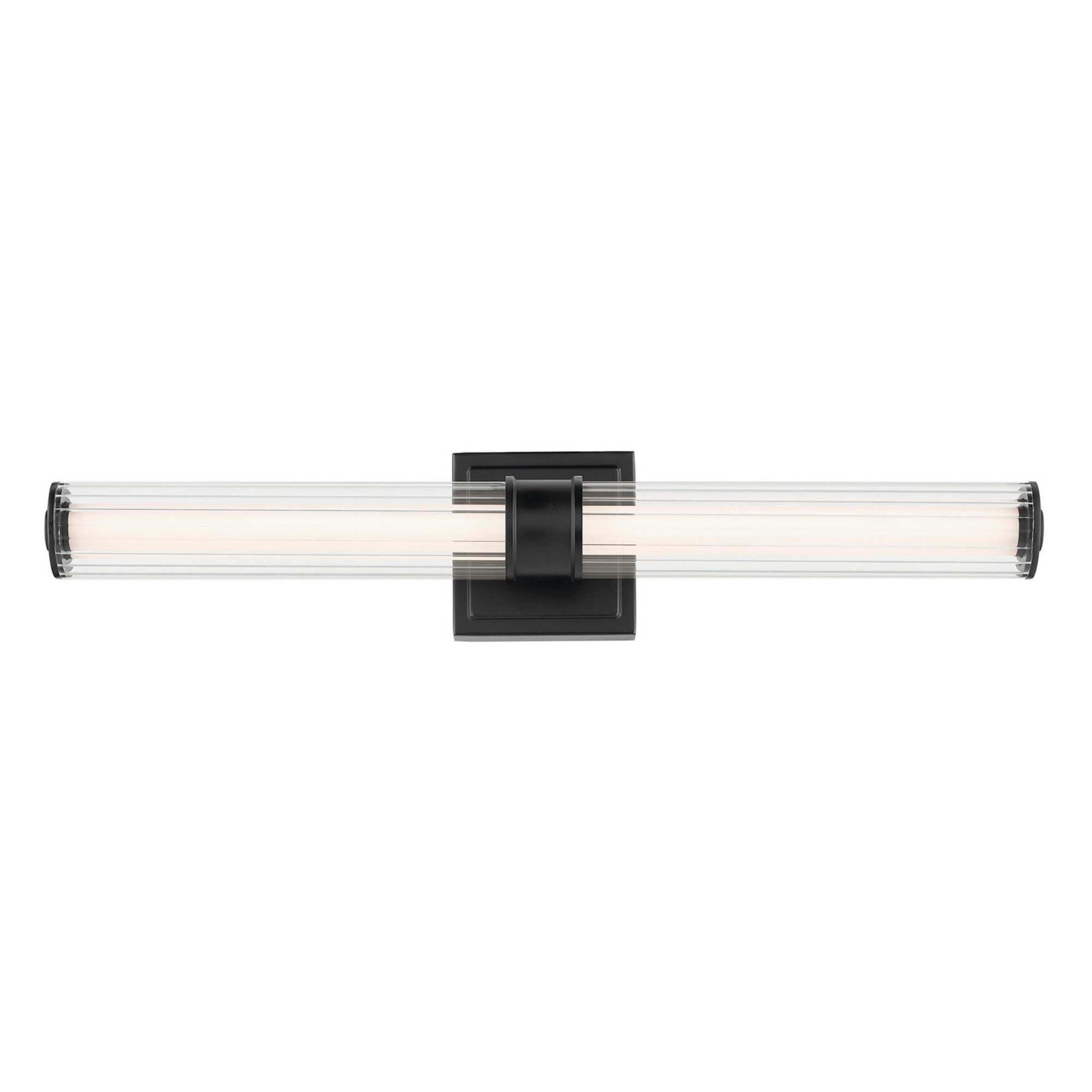 Laurene 27" LED Linear Bath Vanity, Black Finish, Fluted Glass - Bees Lighting