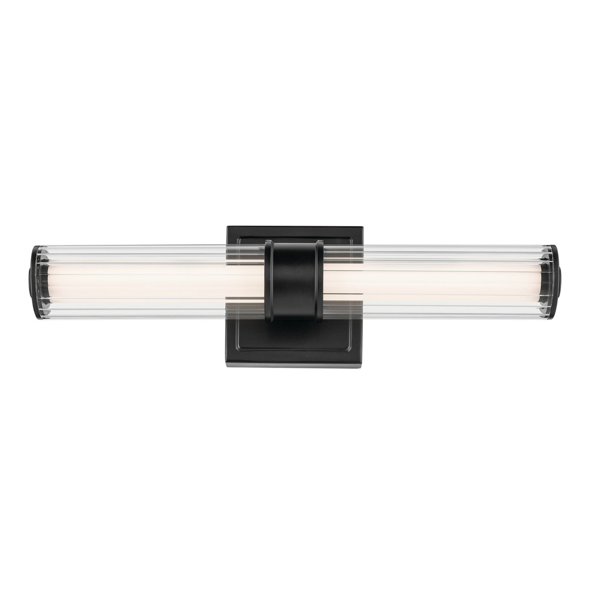 Laurene 19" LED Linear Bath Vanity, Black Finish, Fluted Glass - Bees Lighting