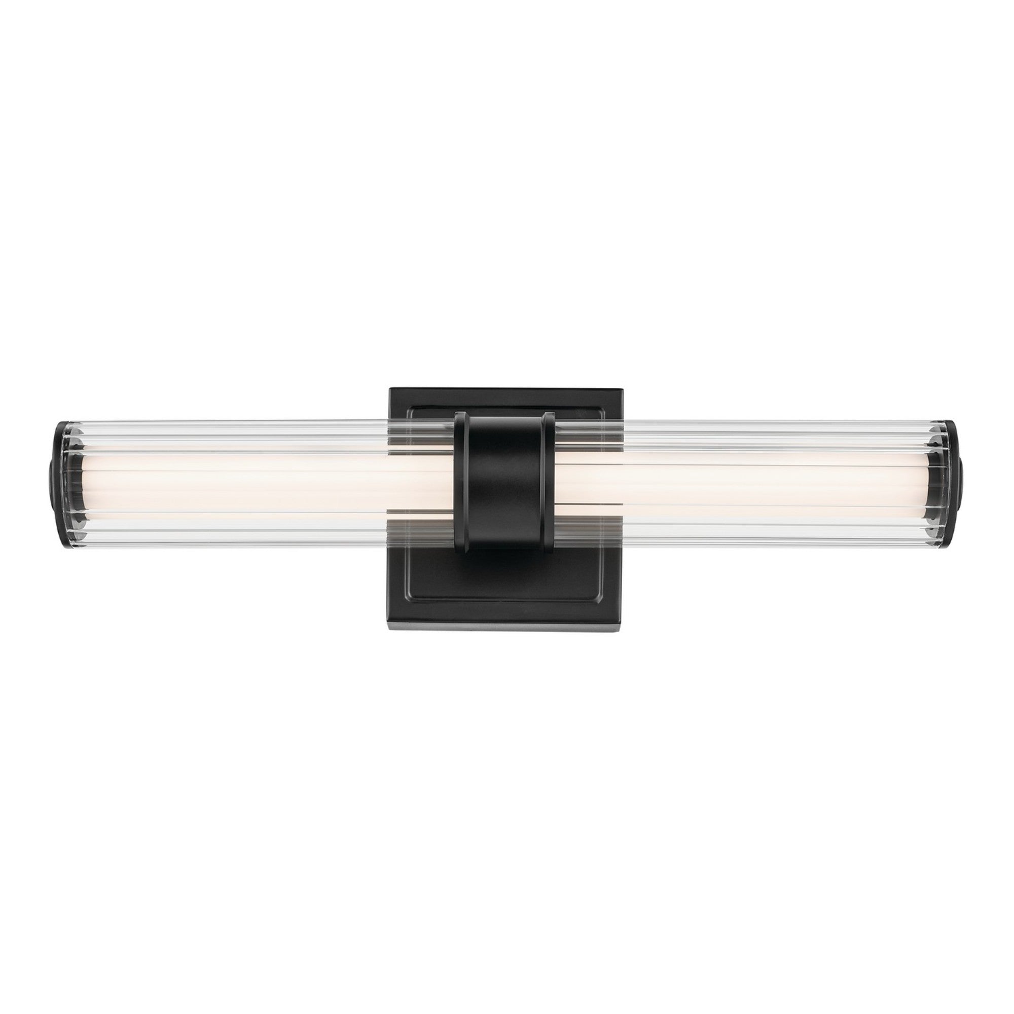 Laurene 19" LED Linear Bath Vanity, Black Finish, Fluted Glass - Bees Lighting