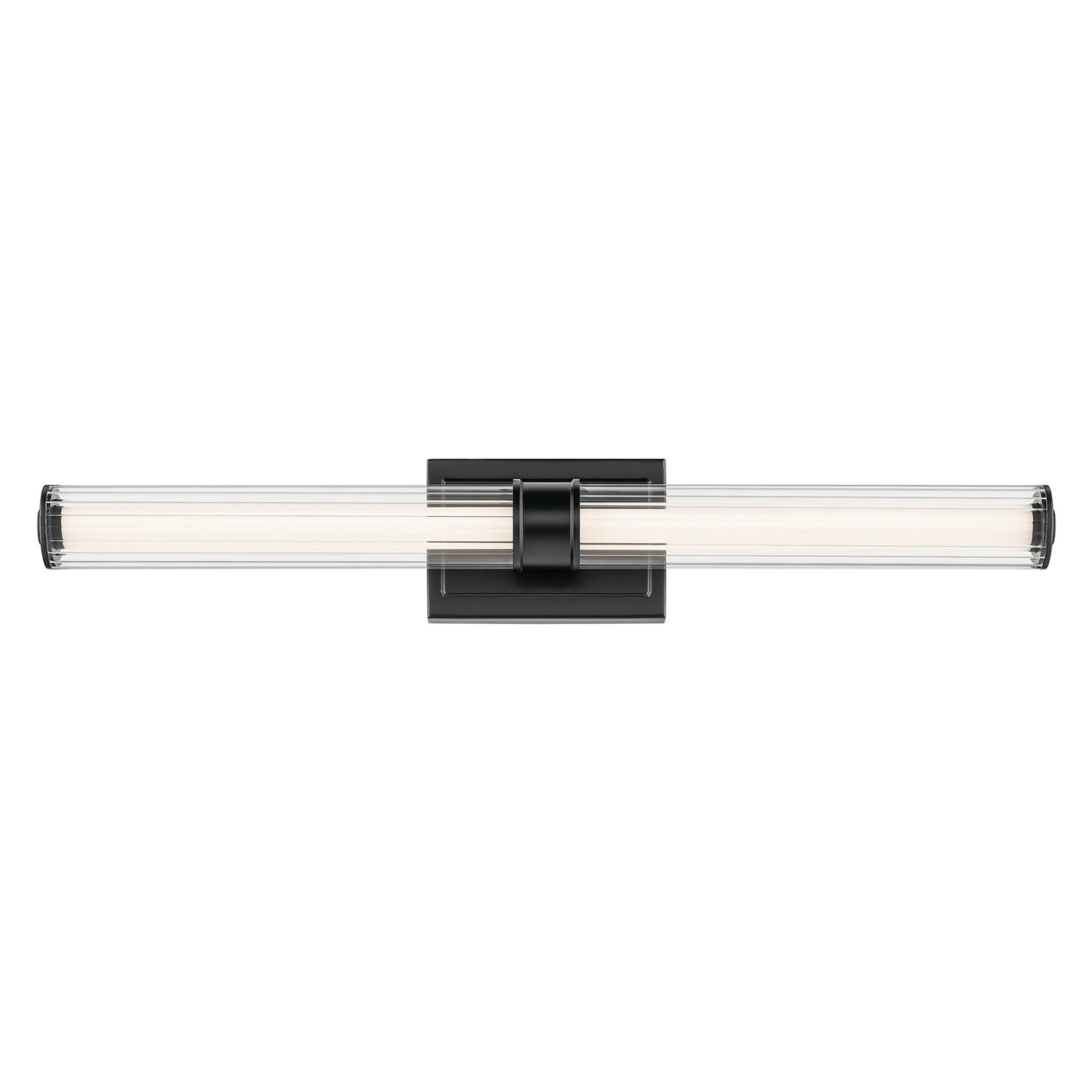 Laurene 31" LED Linear Bath Vanity, Black Finish, Fluted Glass - Bees Lighting