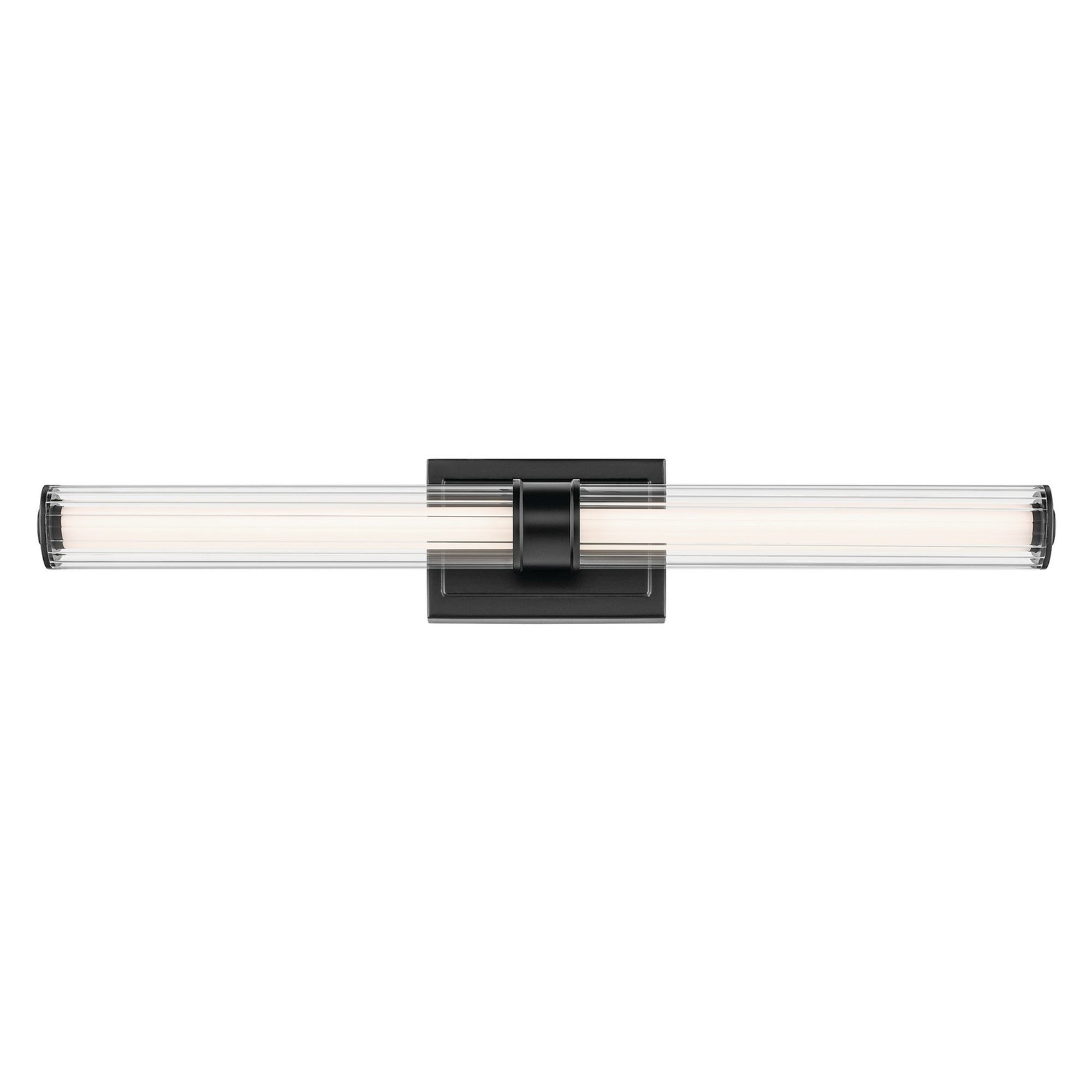 Laurene 31" LED Linear Bath Vanity, Black Finish, Fluted Glass - Bees Lighting