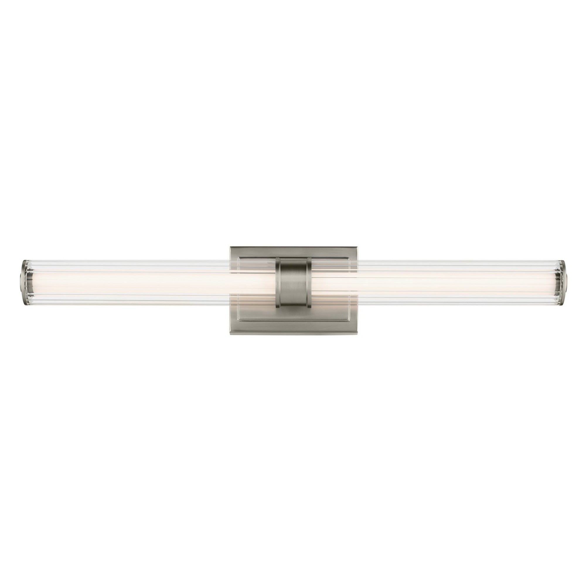 Laurene 31" LED Linear Bath Vanity, Brushed Nickel Finish, Fluted Glass - Bees Lighting