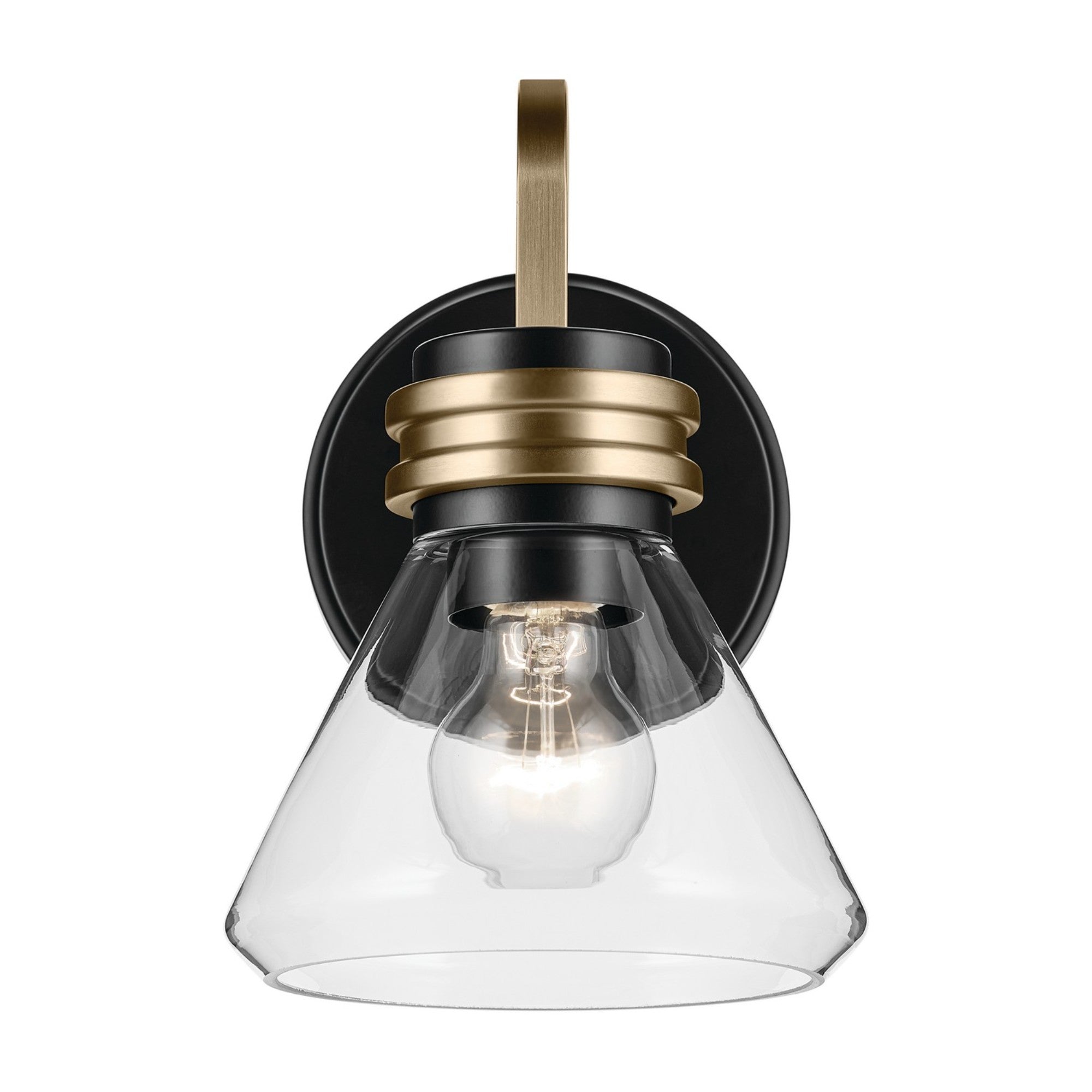 Farum 7" Wall Sconce, Black Finish, Clear Glass Cone Shade - Bees Lighting