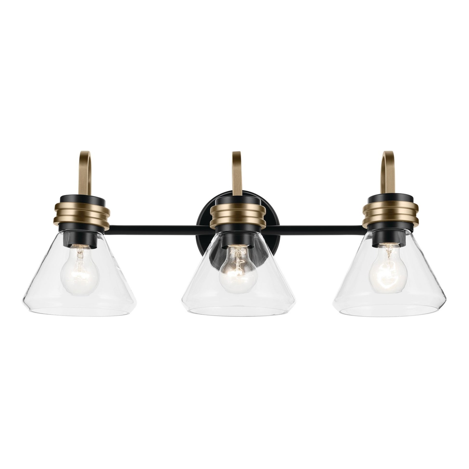Farum 26" 3-Light Bath Vanity Light, Black Finish, Clear Glass - Bees Lighting