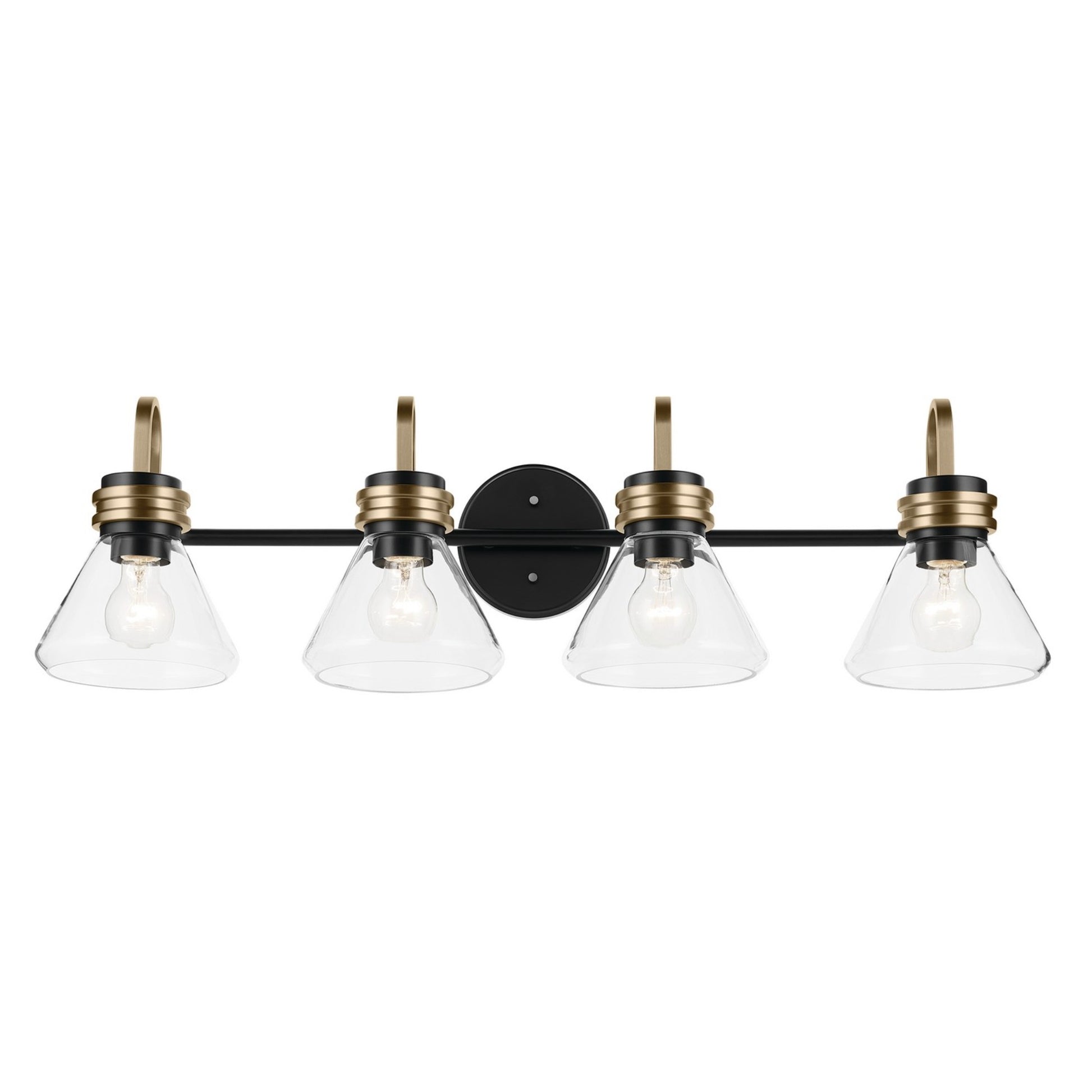 Farum 34" 4-Light Bath Vanity Light, Black Finish, Clear Glass - Bees Lighting