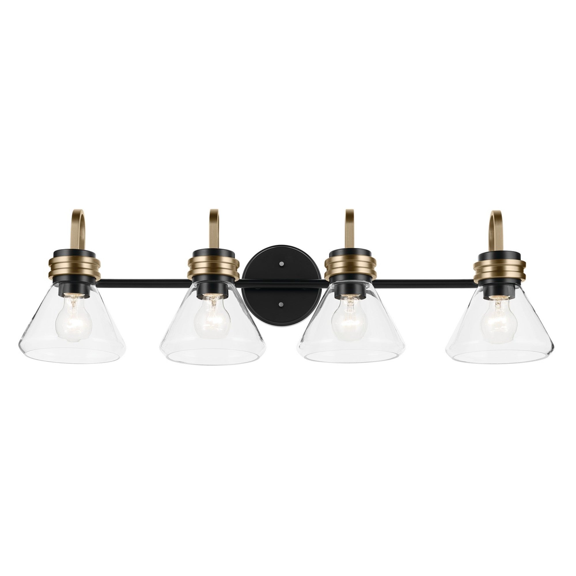 Farum 34" 4-Light Bath Vanity Light, Black Finish, Clear Glass - Bees Lighting