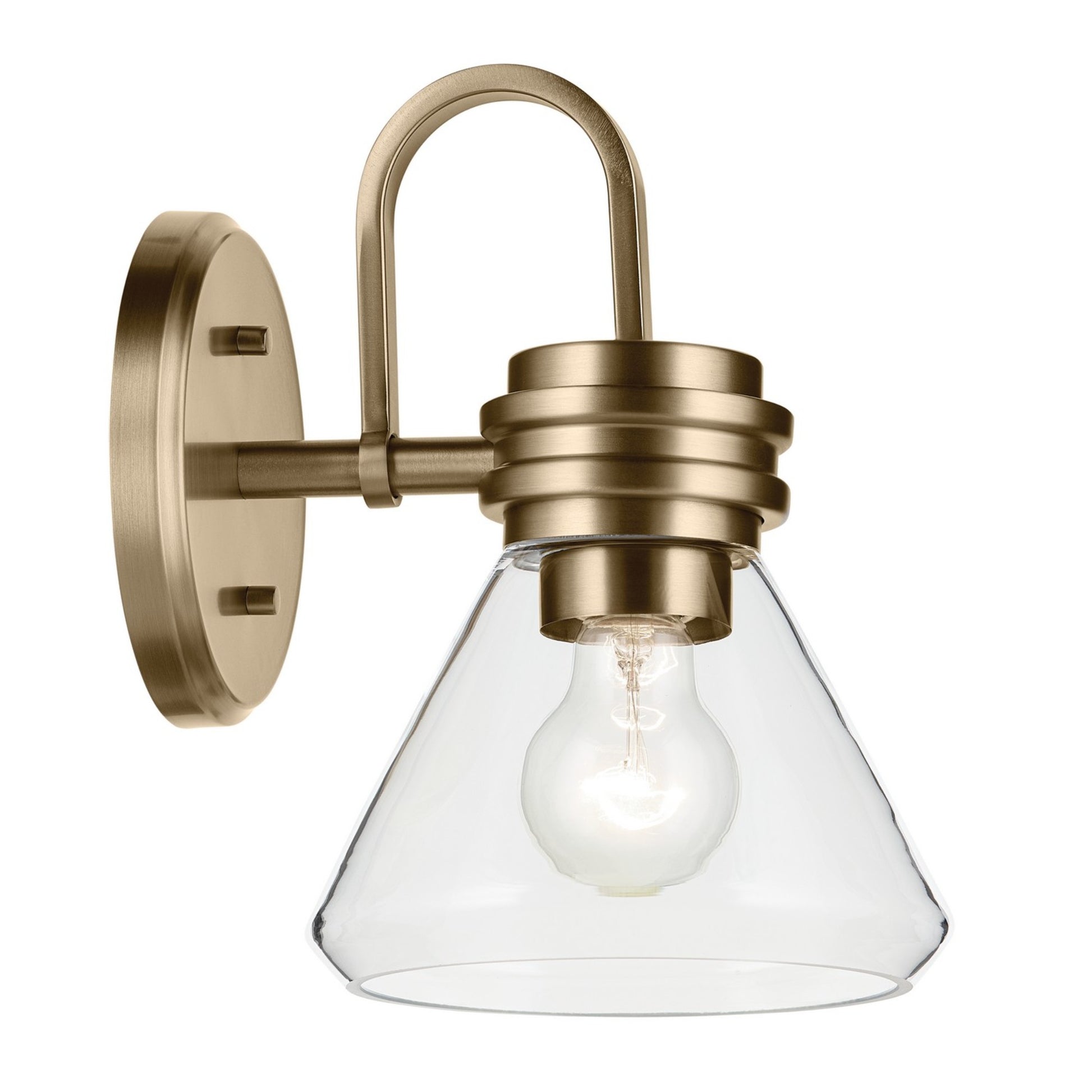 Farum 7" Wall Sconce, Champagne Bronze Finish, Clear Glass Cone Shade - Bees Lighting