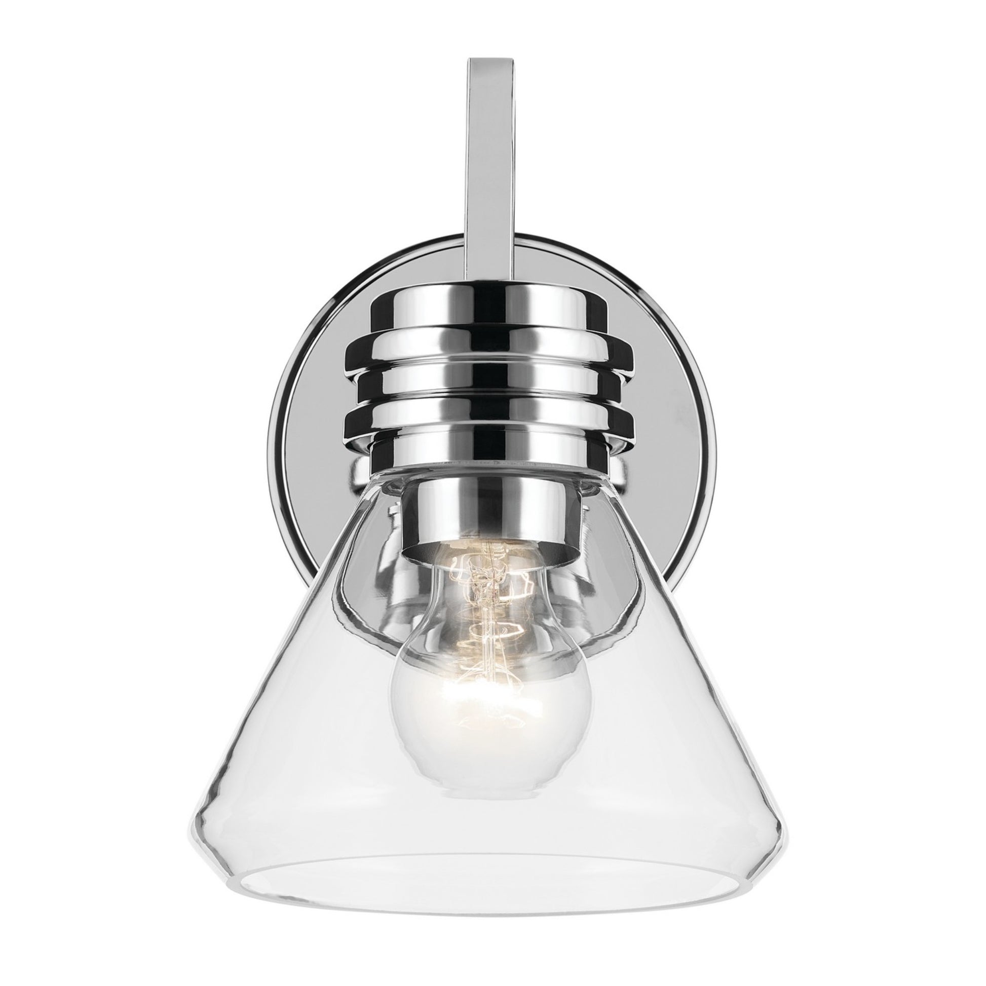 Farum 7" Wall Sconce, Chrome Finish, Clear Glass Cone Shade - Bees Lighting