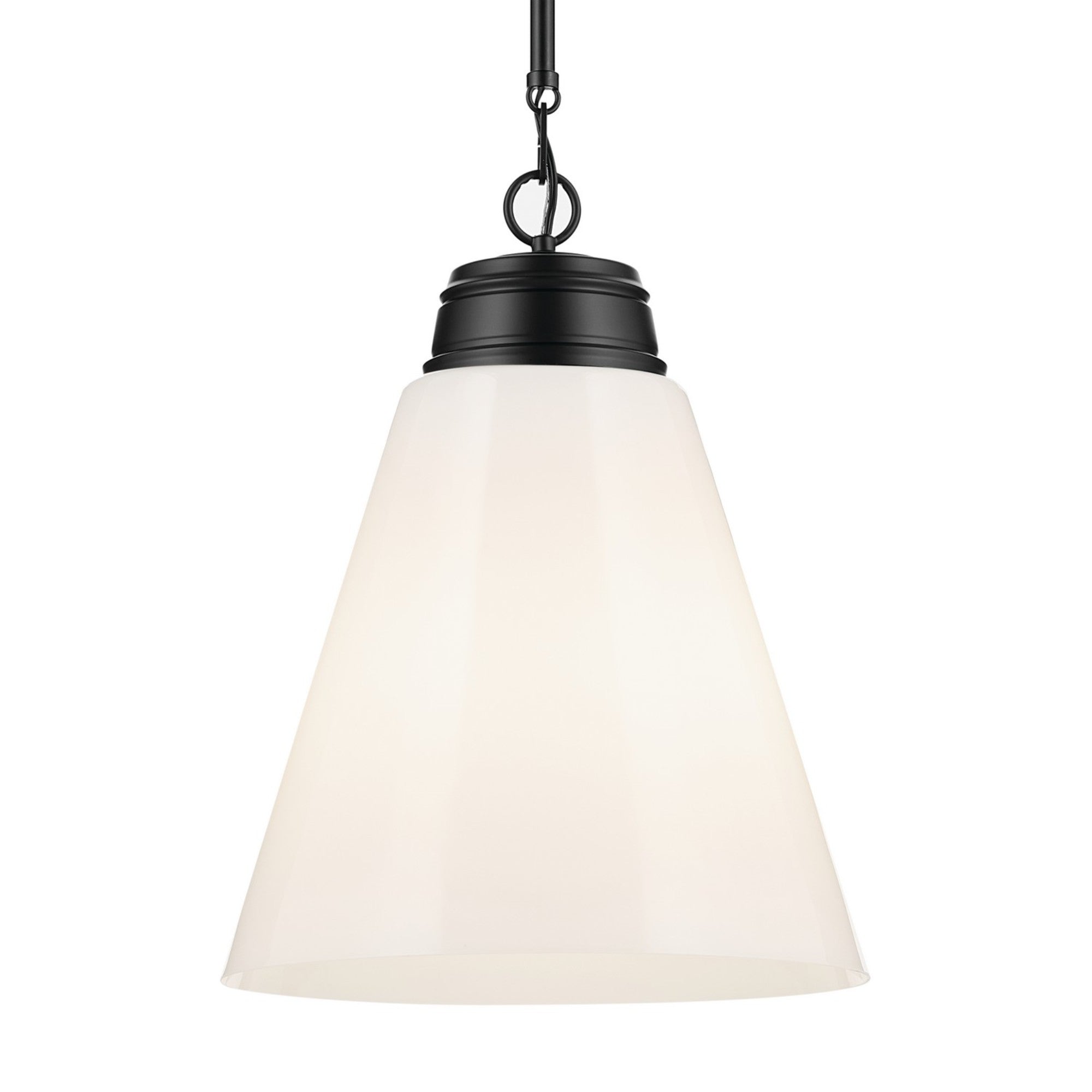Marsailli 16" Pendant, Black Finish, Opal Glass - Bees Lighting