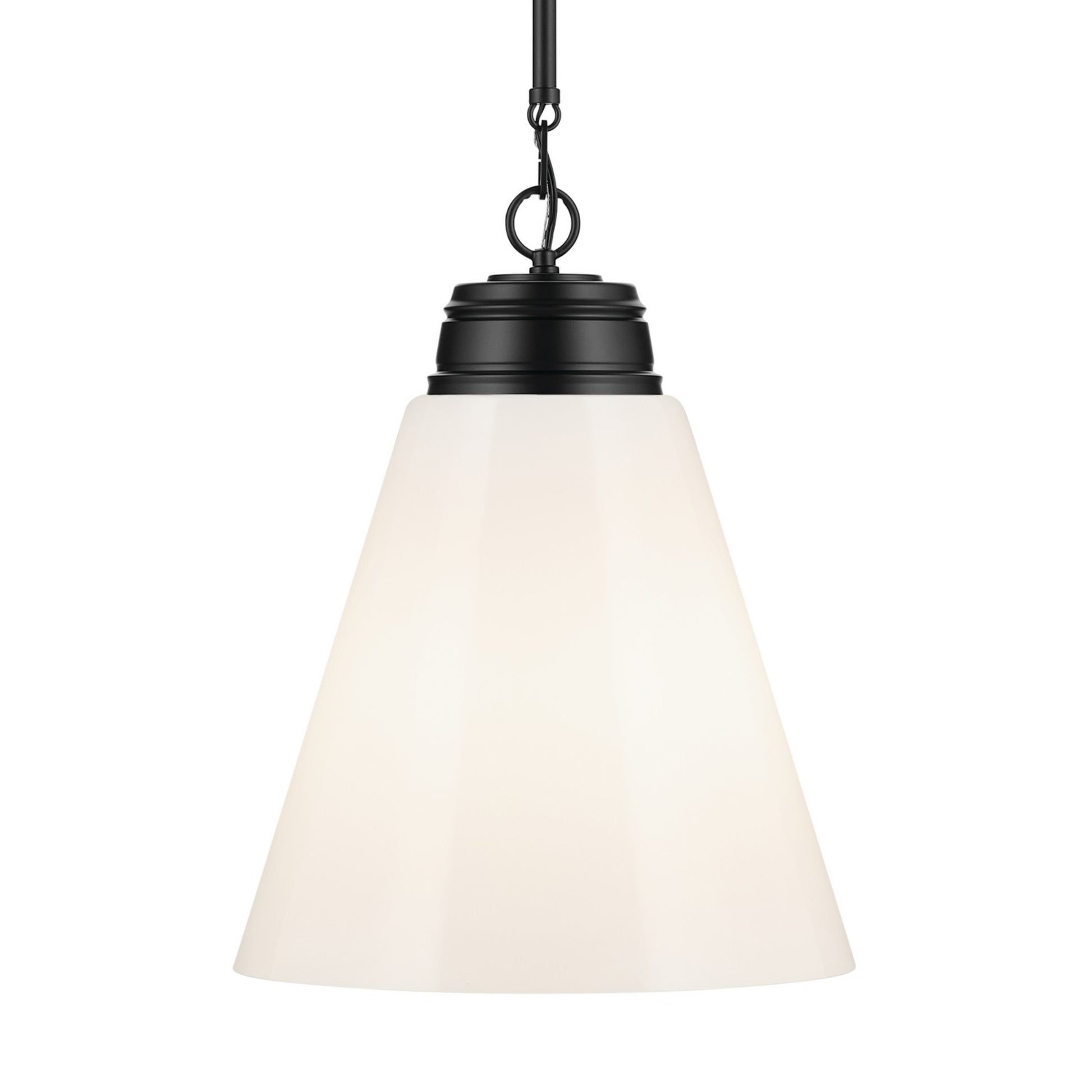 Marsailli 16" Pendant, Black Finish, Opal Glass - Bees Lighting