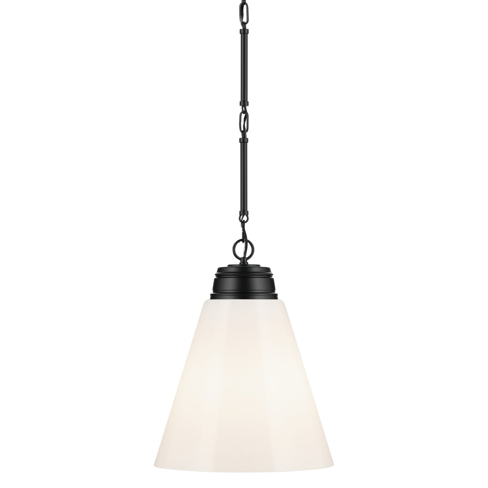 Marsailli 16" Pendant, Black Finish, Opal Glass - Bees Lighting