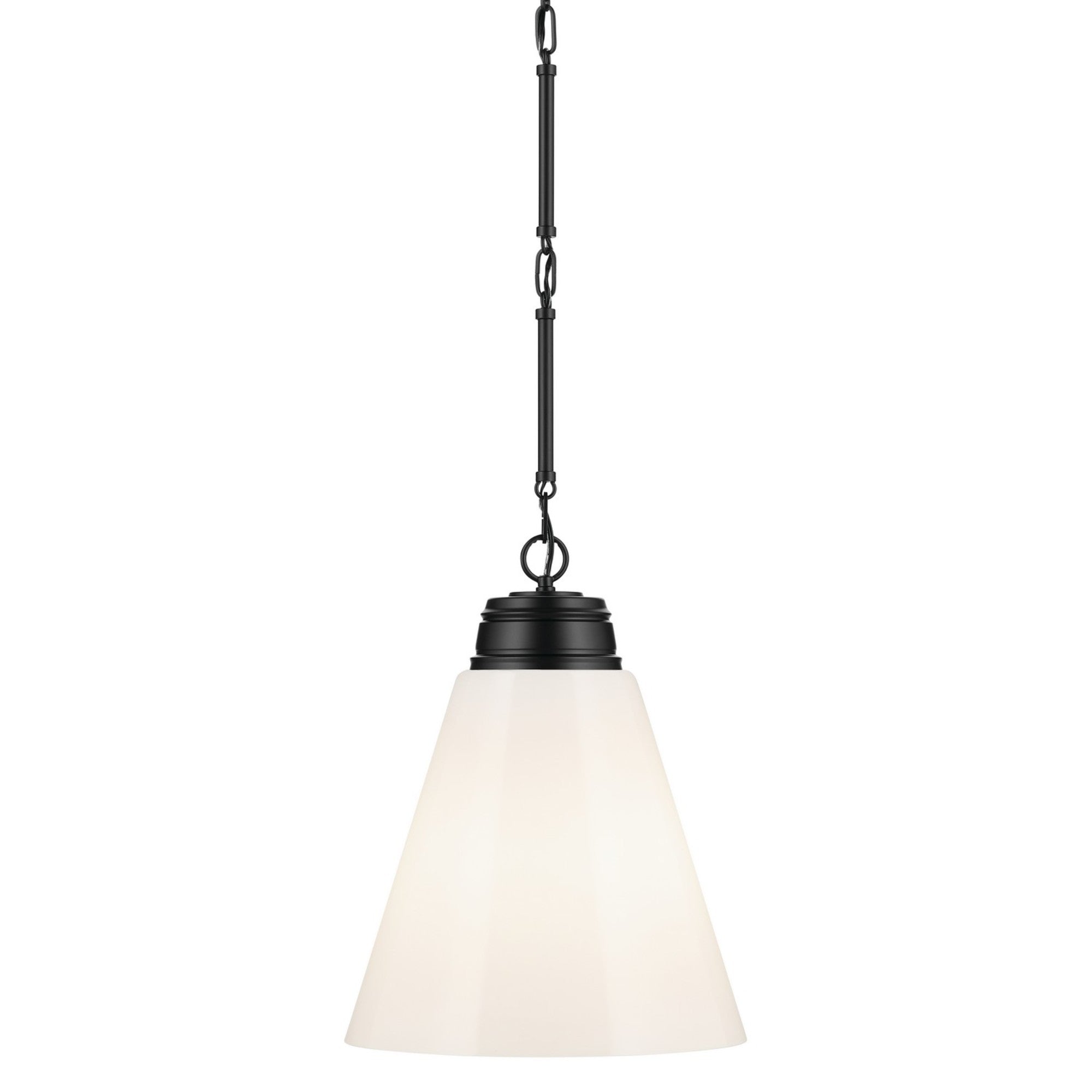 Marsailli 16" Pendant, Black Finish, Opal Glass - Bees Lighting
