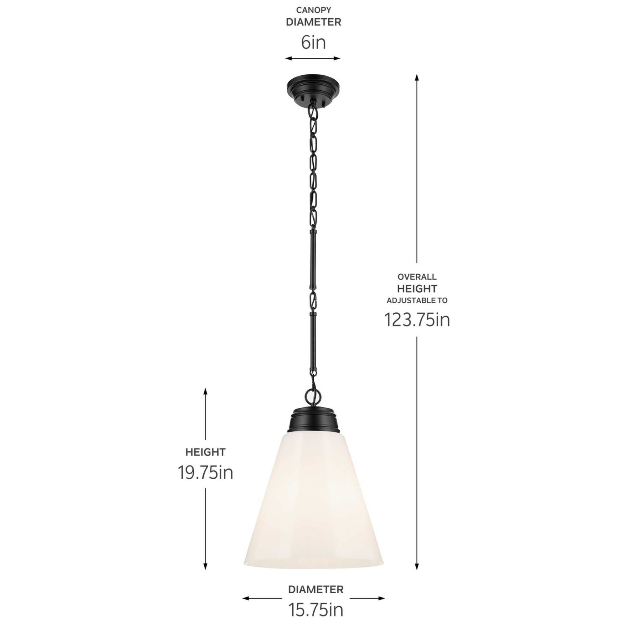Marsailli 16" Pendant, Black Finish, Opal Glass - Bees Lighting